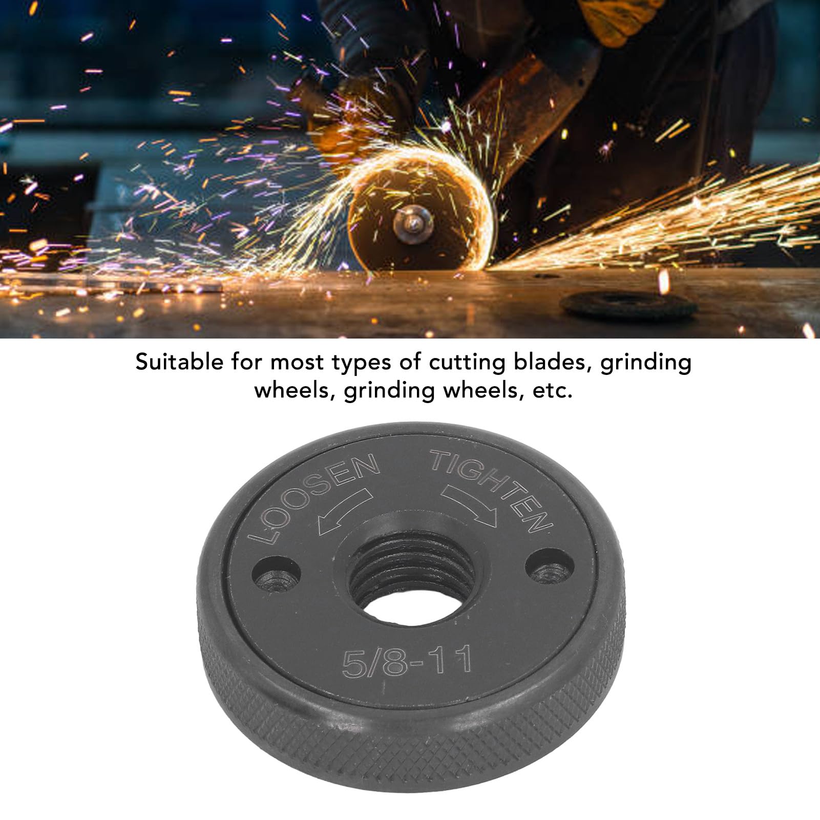 Angle Grinder Flange Nut : 5/8 11 Alloy Steel, Non Slip Self Locking Grinder Pressure Plate, Angle Grinder Nut 48.5mm Dia
