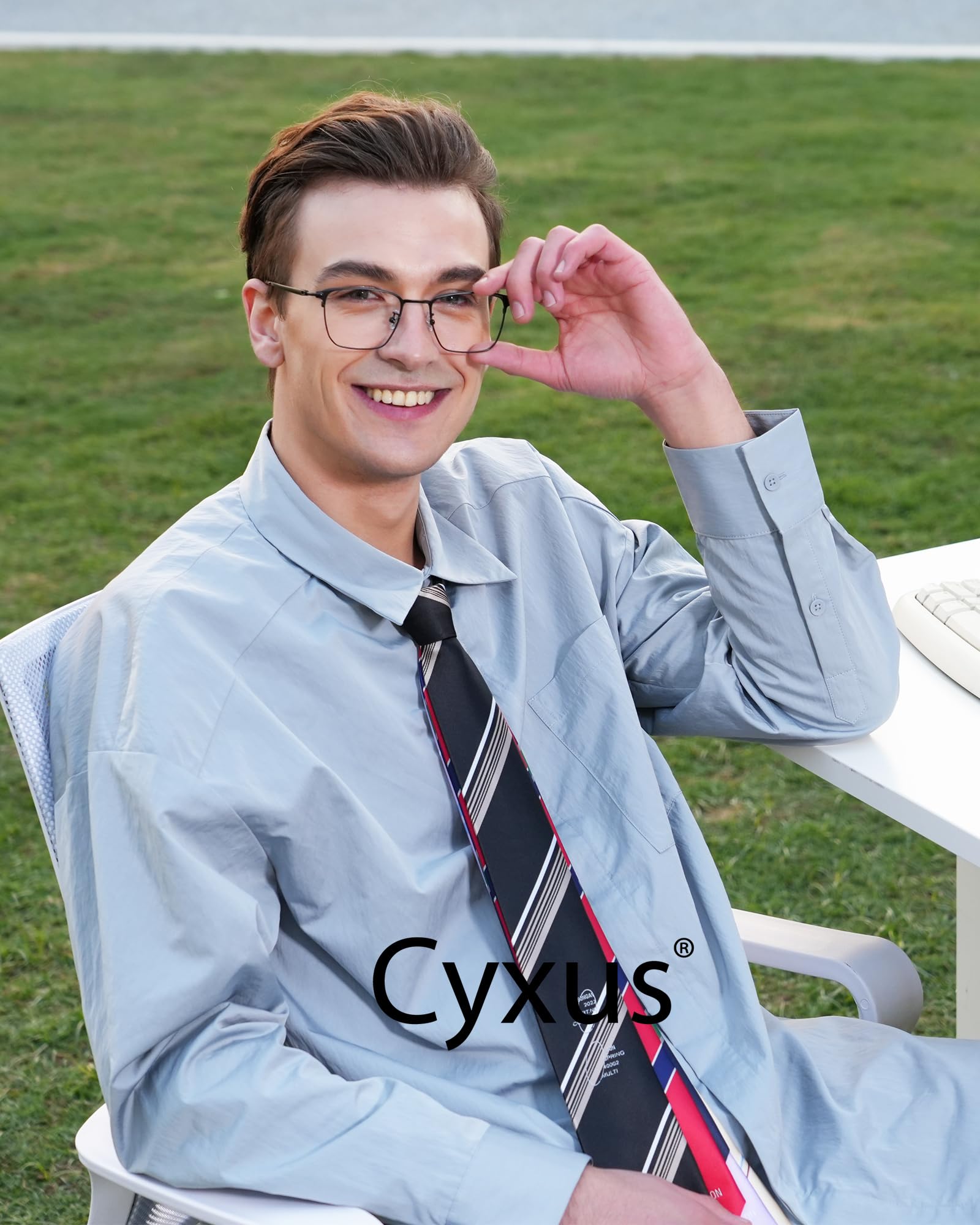 Cyxus Browline okulary bez siły dla mężczyzn i kobiet z tytanową świątynią modne metalowe oprawki Browline 8142