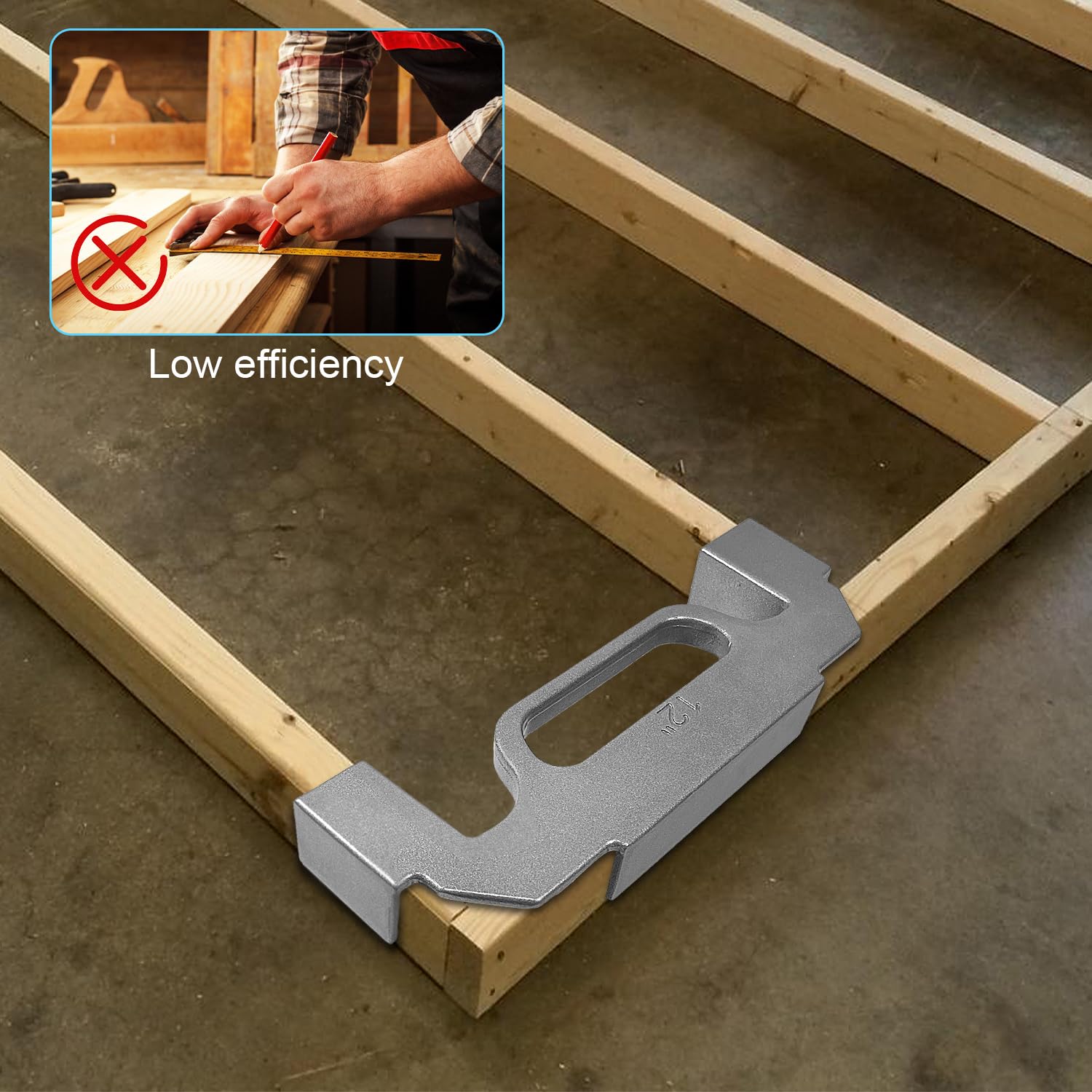 12 Inch Framing Tools, Aluminum Precision 12″ Framing Stud Layout Tool, 12-Inch Framing Spacing Tool for Wall Stud Framing Measurement, Framing Jig Perfect for Walls, Roofs, Floors