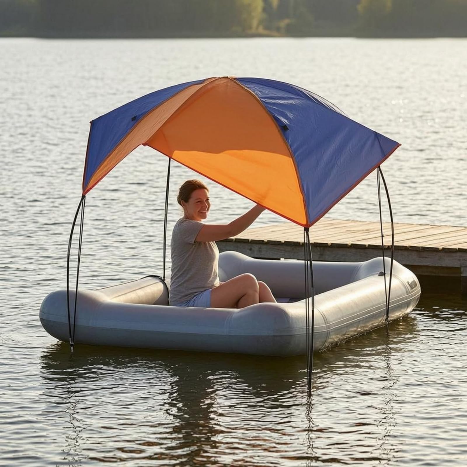 Tettuccio Pieghevole Leggero Tendalino Telaio Curvo Telaio Copertura Nautica, Grande 195 155CM