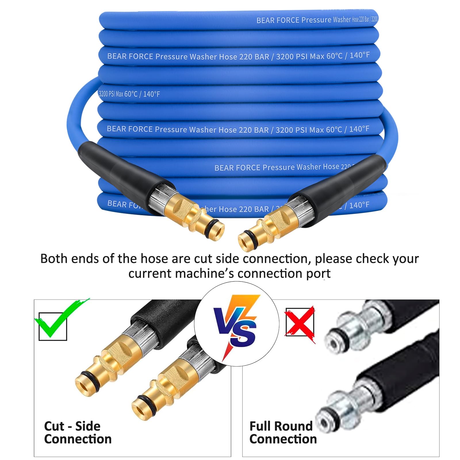 Tubo di ricambio per idropulitrice super flessibile, 10 m, 220 bar, resistente agli piegamenti per rondella Kärcher serie K, per Karcher K2-K7, connettore rapido a scatto, accessori di prolunga per
