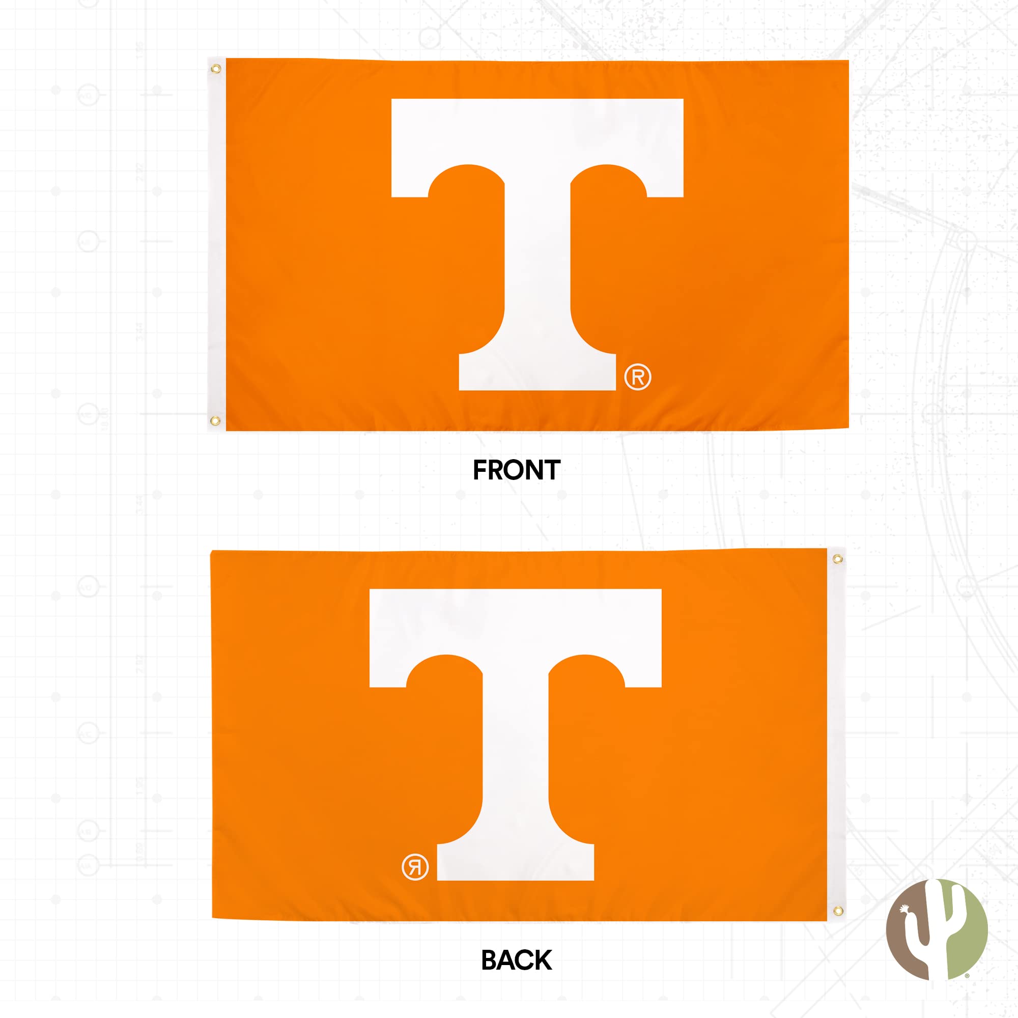 Desert Cactus University of Tennessee UT Flag - 3 x 5 Feet Volunteers Banner, Indoor/Outdoor Durable Fabric, 100% Polyester Design (Style 1)
