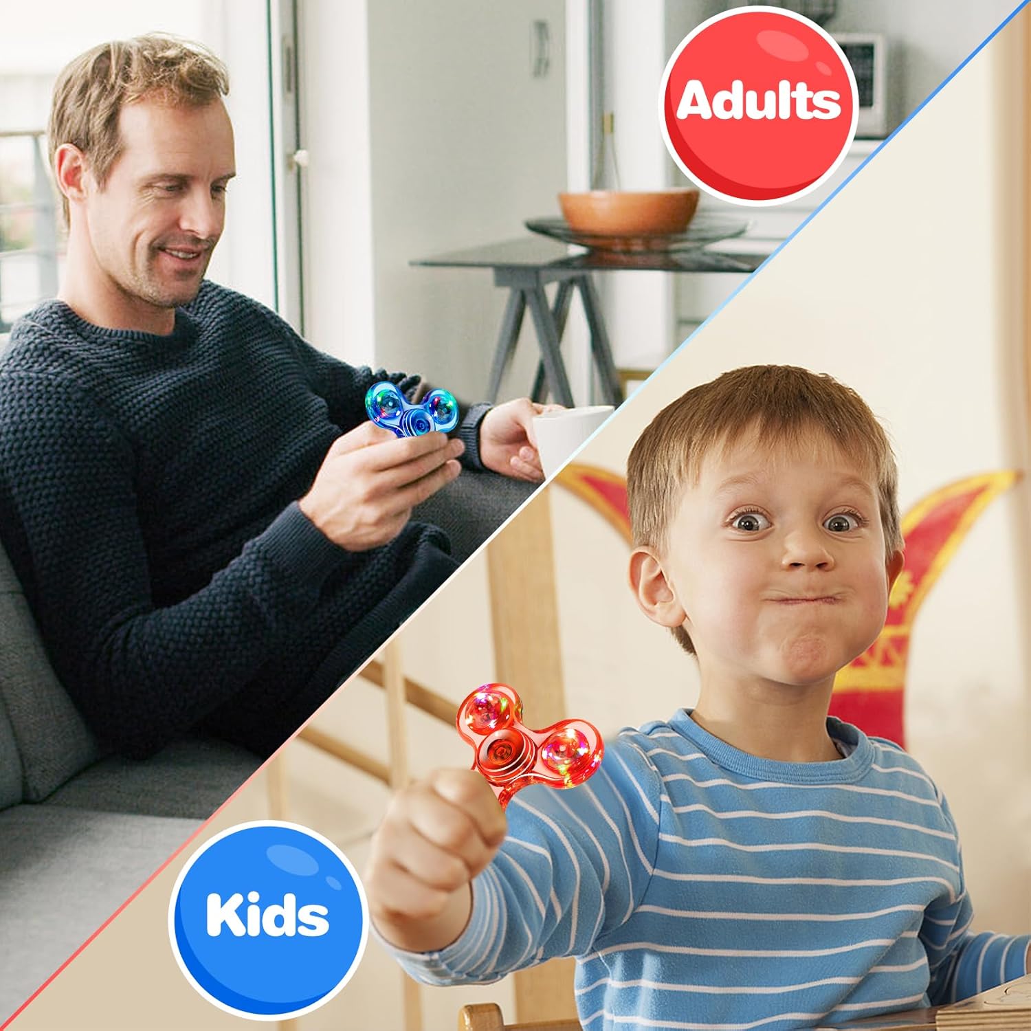 FIGROL 5 Pack Fidget Spinner, Light Up Fidget Spinners for Kids-Glow in The Dark Fidget Toy Party Favors Goodie Bag Stuffers Classroom Prizes - Image 7