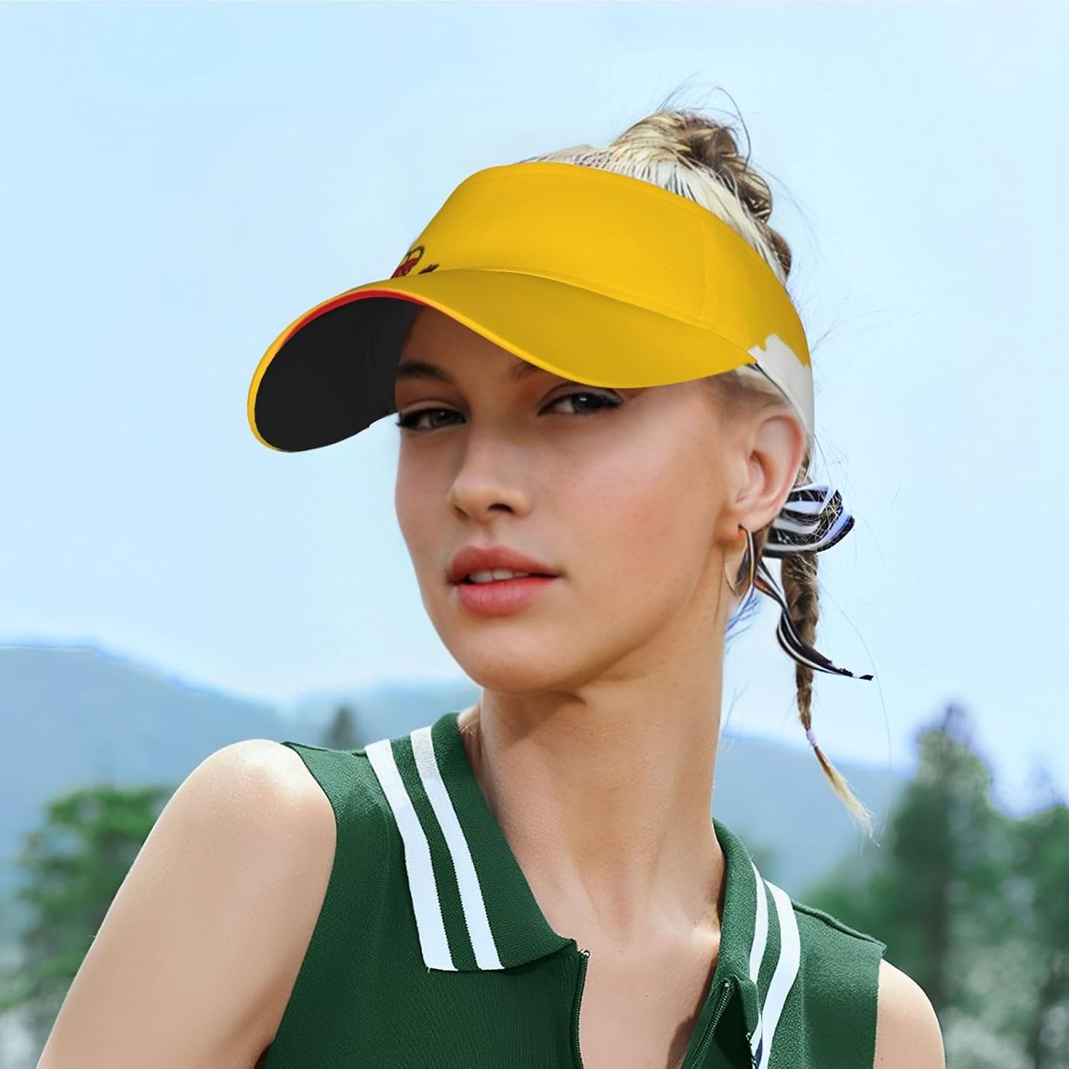 Spanish Flag Map Print Sport Sun Visor Hats Adjustable Empty Top Baseball Cap Ball Caps Sun Hat for Women and Men Black