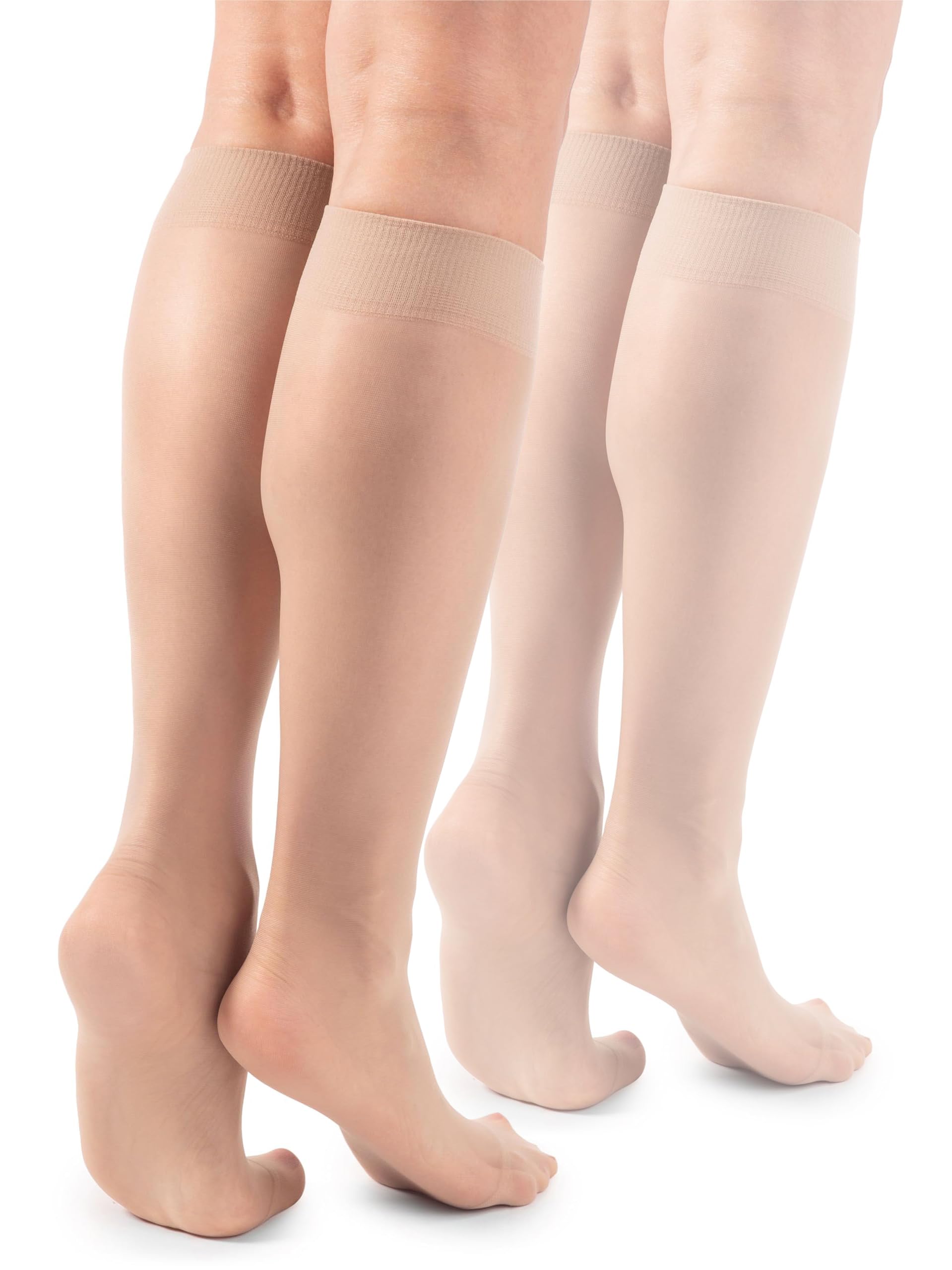 LORES Basic Womens Knee High Socks 15 DEN High Pop Matt Semi-Sheer Tights 2 Pairs Natalie, Visone
