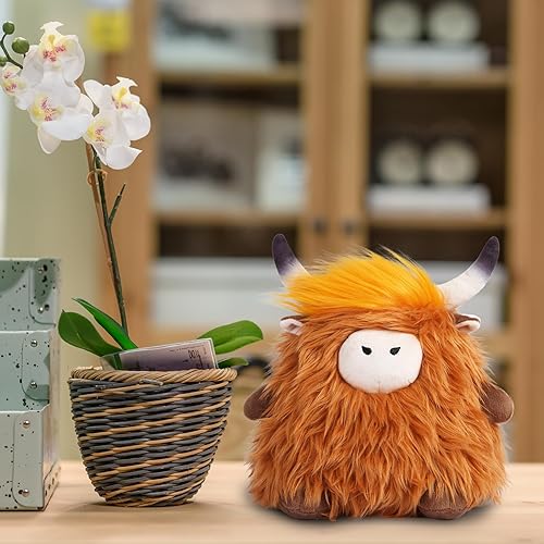 Miniatura 7 de Eukynlre Gnomos de peluche de vacas de las tierras altas, gnomos suecos de peluche, decoración de vaca escocesa, gnomos para el hogar (marrón, 8