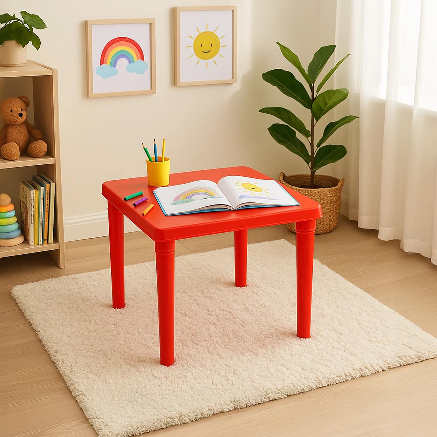 Nilkamal Genius Strong & Durable Plastic Table for Kids | Toy Table |Study Table| Laptop Desk | Dining Breakfast Table for Eating & Multipurpose (Red)-image-27