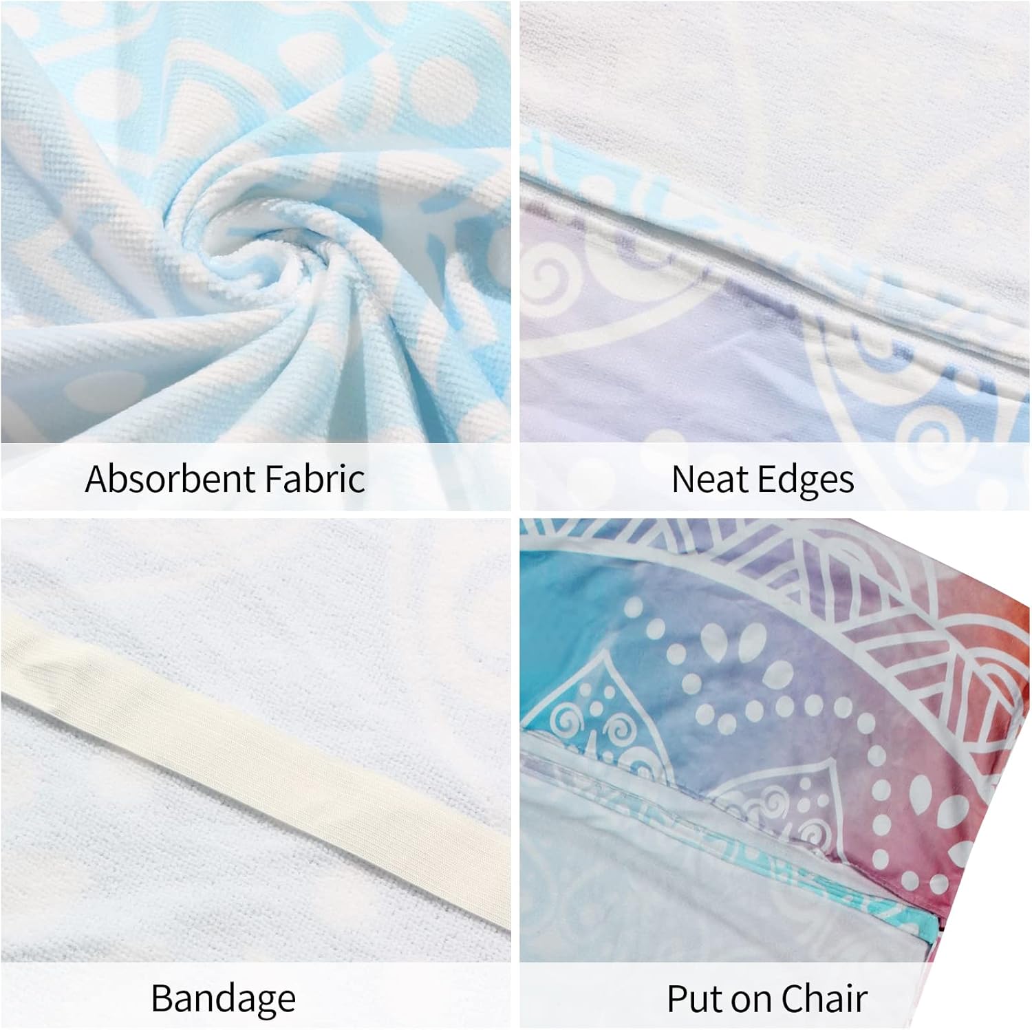 Beach Chair Cover with Side Pockets Thick and Quick Dry Chaise Lounge Chair Towel Cover for Sun Lounger Pool Sunbathing Garden Beach Hotel No Sliding (Blue)