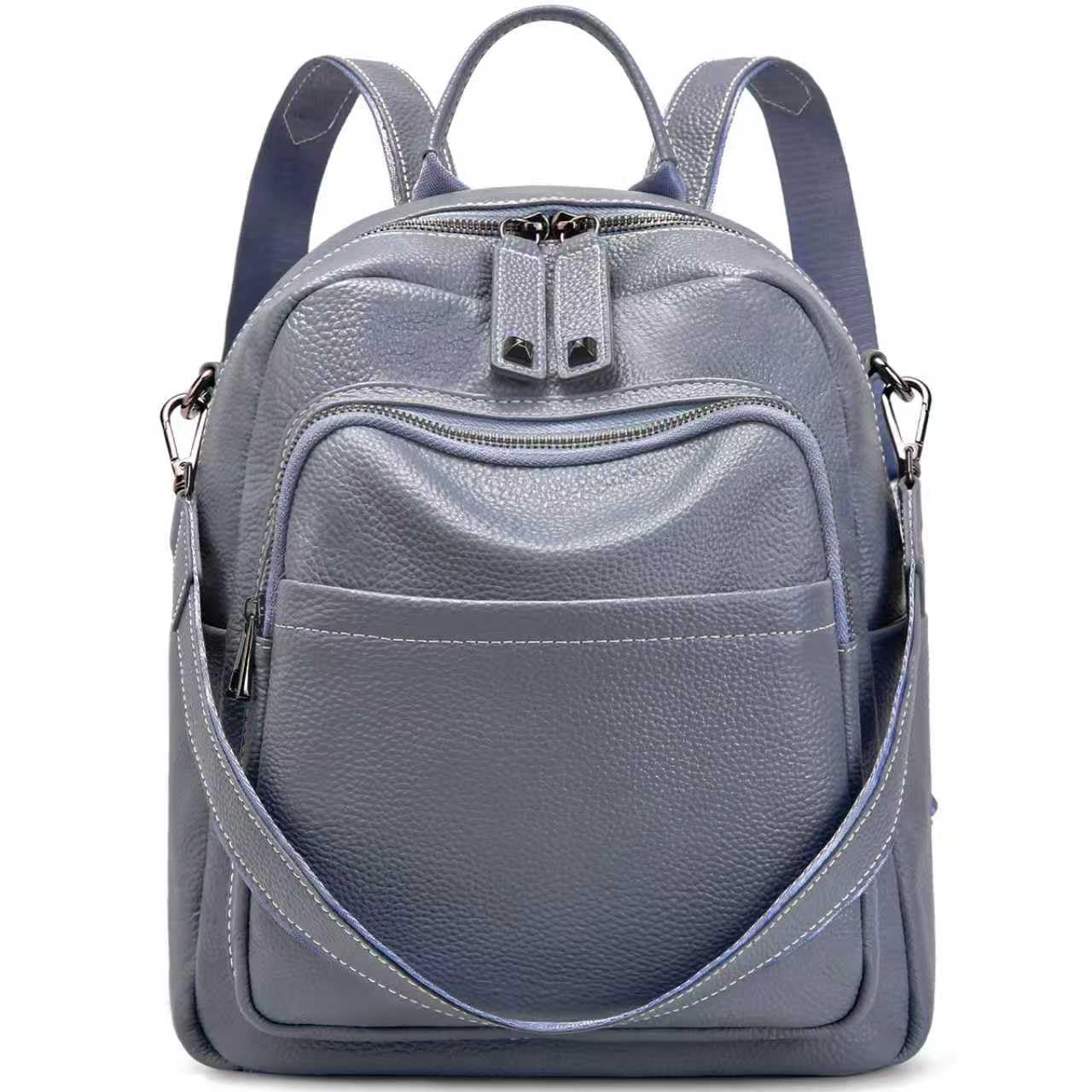 BOYATU Genuine Leather Backpack Purse for Women: Anti Theft Convertible Soft Backpacks - Elegant Womens Travel Backpack (03 Medium-Haze Blue)