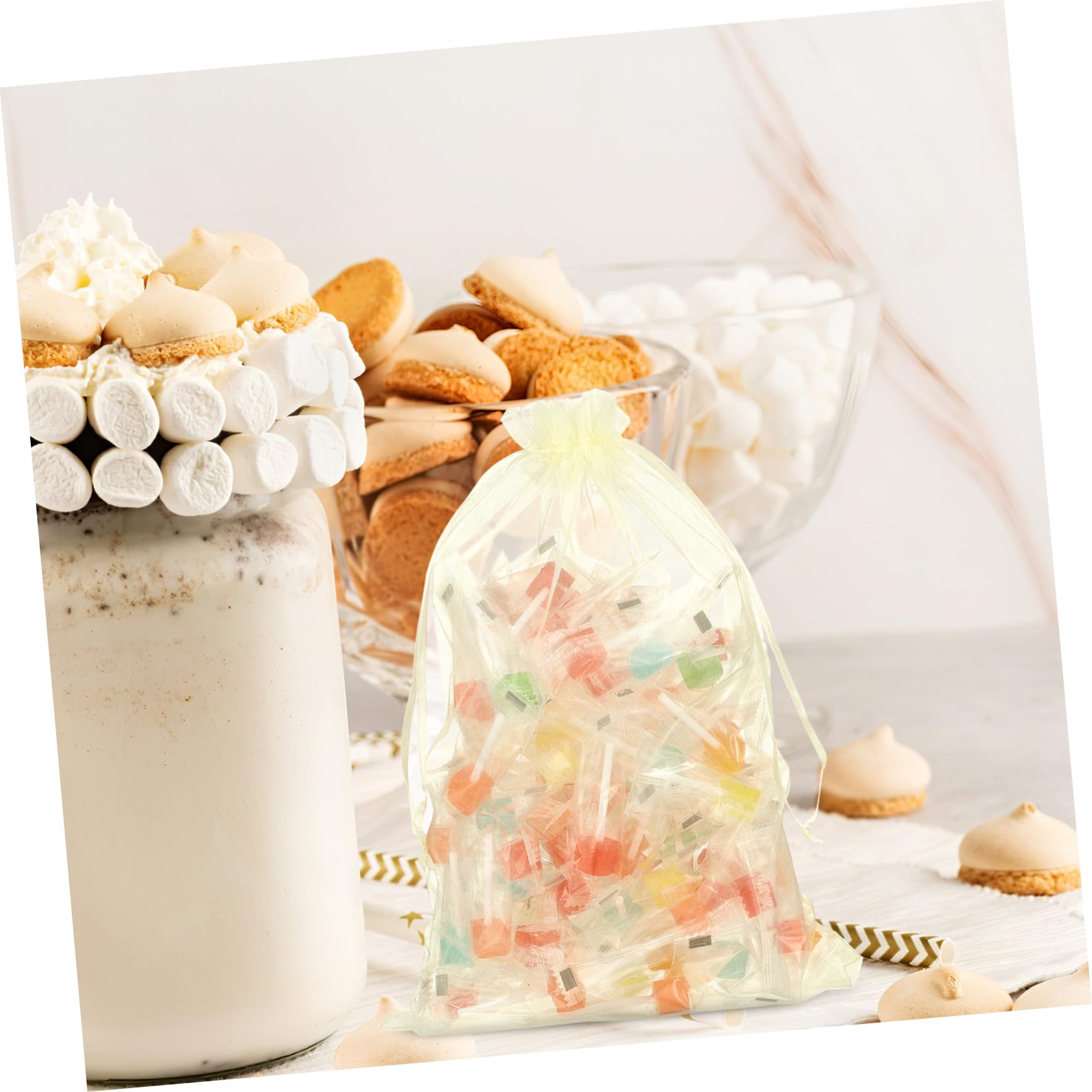 Kleine Organzabeutel 50 Stück Beige mit Kordelzug Halloween Feier