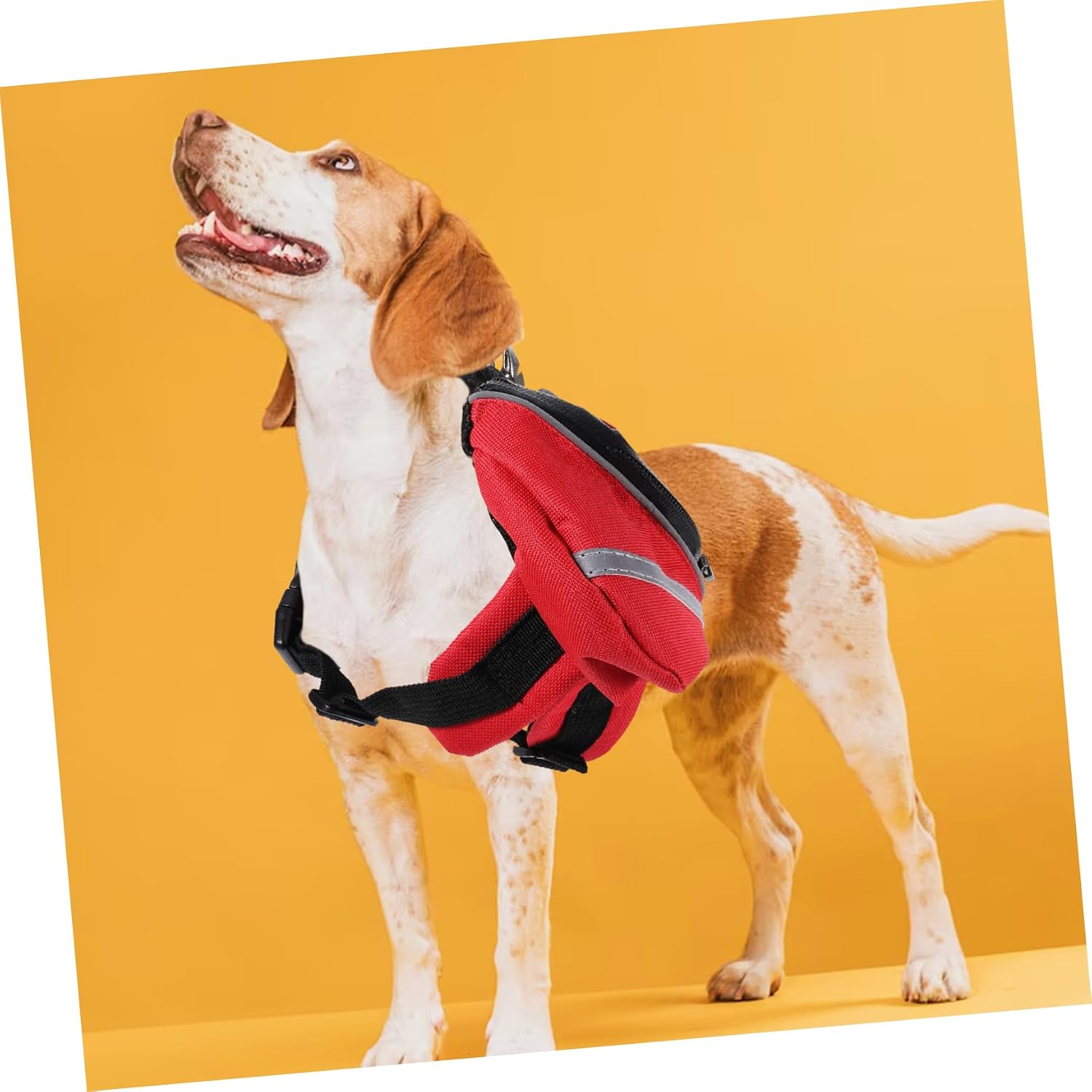 MERRYHAPY Pet Dog Backpack Portable Outdoor Hound Pack Breathable Dog Sports Bag for Travel and Hiking Oxford Material Xs Red Safety Reflective Band and Side Pockets