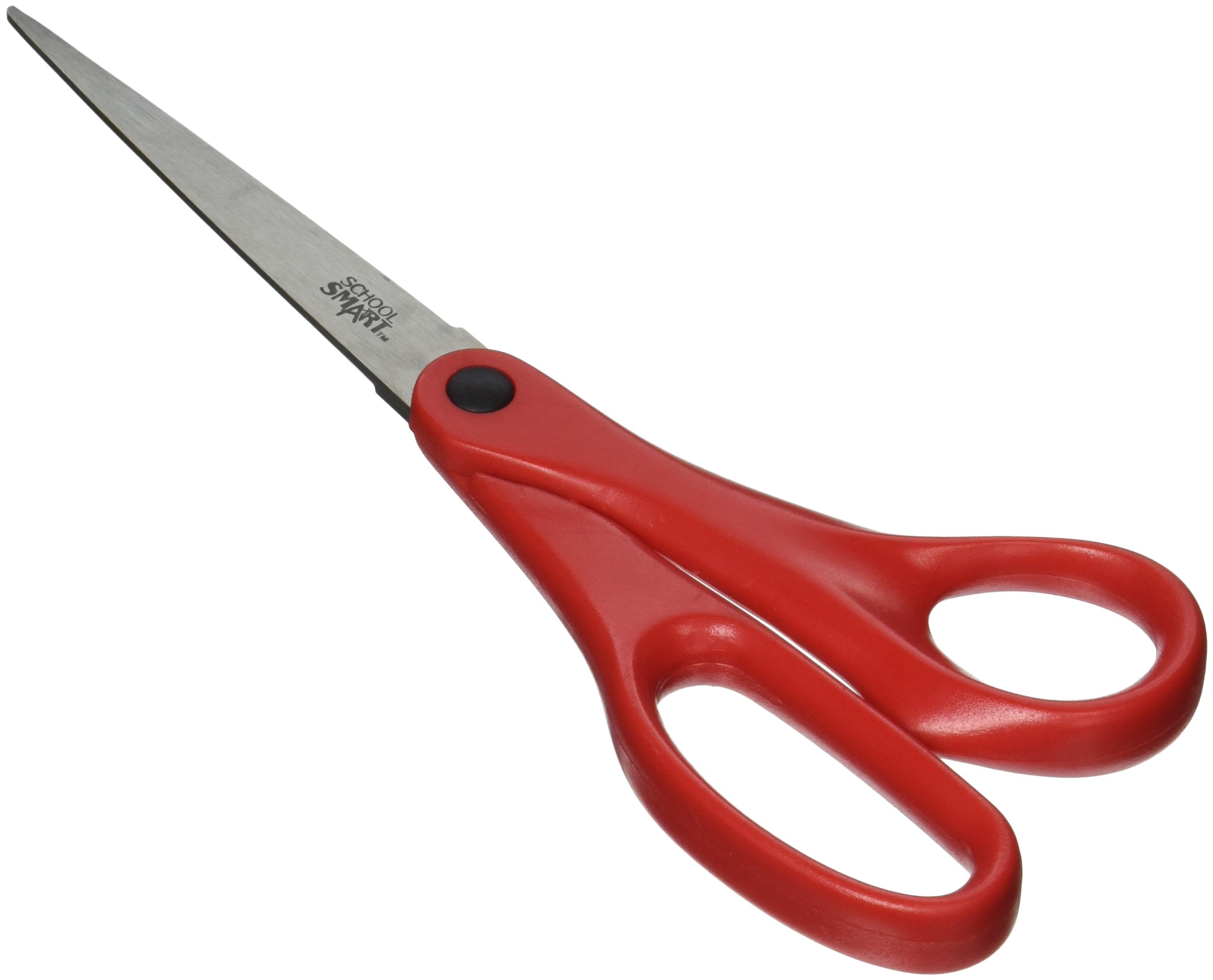 School Smart Value Light-Weight Scissors, 8 Inches, Straight Handle, Red