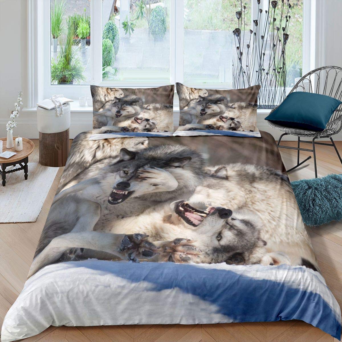 Housse de couette loup en lin frais pour stopper la transpiration de l'enfant