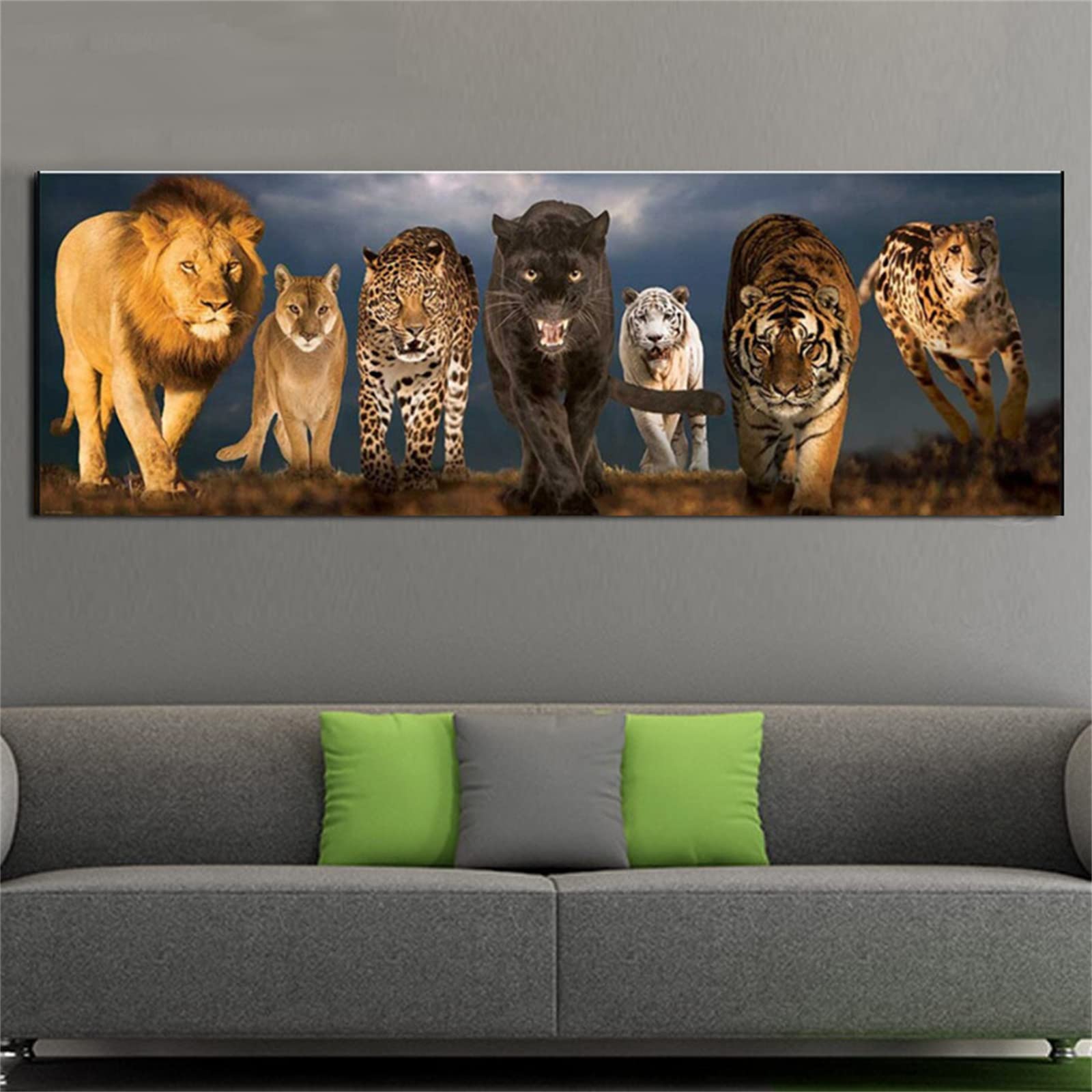 Roogsoo Diamond Painting Kits For Adults,Diy Diamond Art Kids,5D Diamond Paint By Numbers Kit,Diamond Dots Gem Full Drill,Mosaic Diamond Painting Crystal Art For Home Decor Lion Leopard Tiger 40X120cm