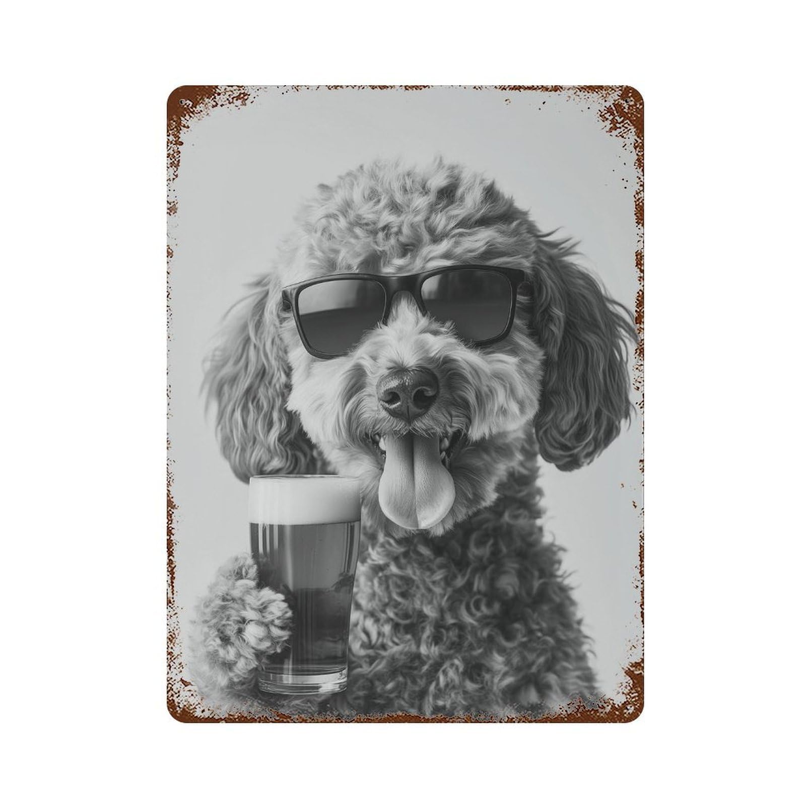 xiaoxiaoshen Goldendoodle Drinking Beer Pint Wall Decor Art Metal Tin Poster Modern Home Decor Art Home Bar Shop Decorations Vintage Sign 40x30cm