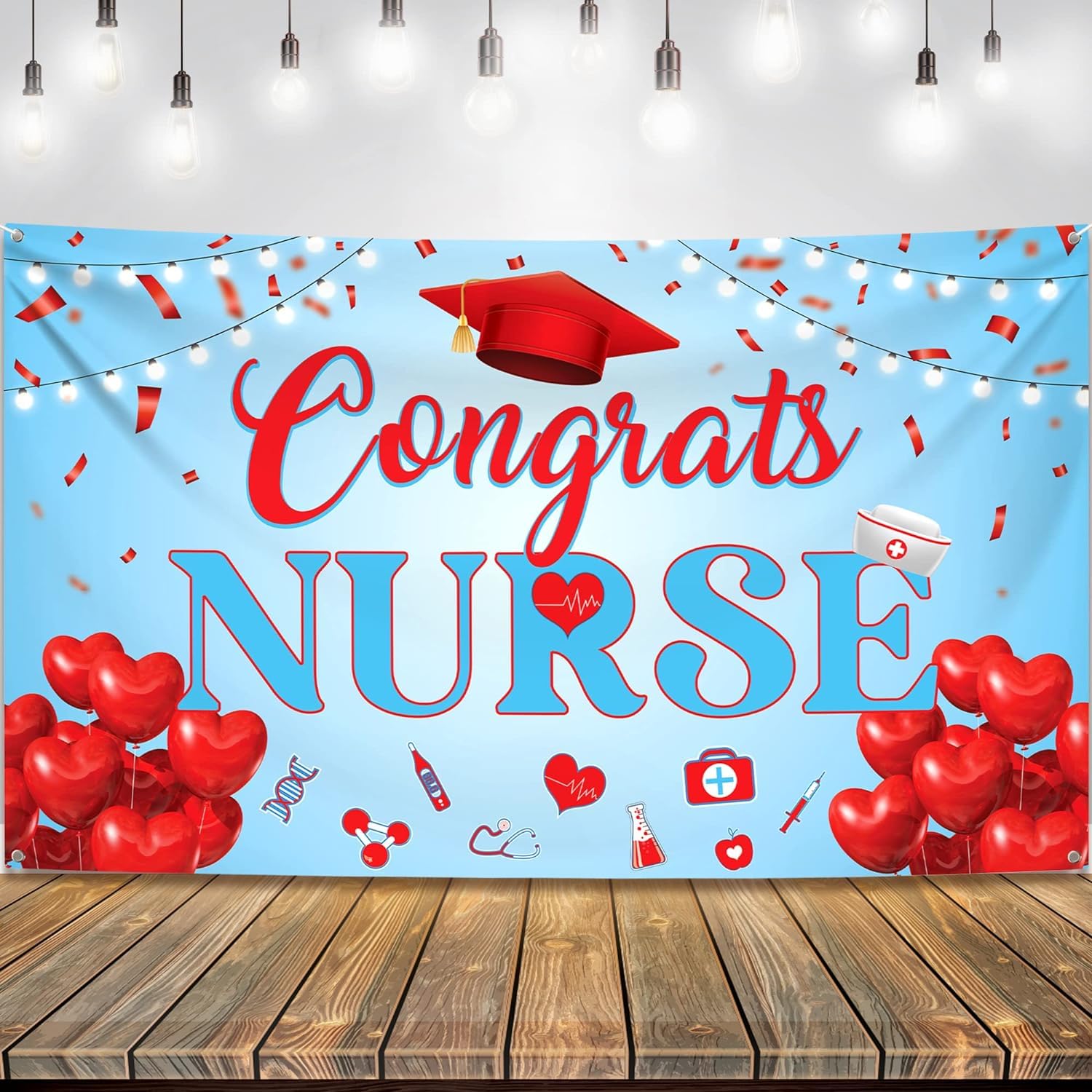 KatchOn, Red and Blue Congrats Nurse Banner - XtraLarge, 72x44 Inch | Graduation Banner, Nurse Graduation Decorations 2025 | nurse party decorations,