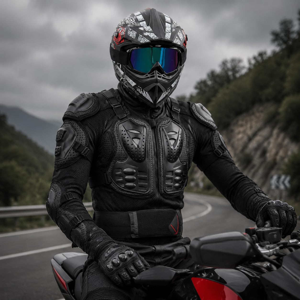 HEROBIKER Motorcycle Armor Full Body Armor Jacket Racing Amour Neck Guard Protective Gear Chest Protection Clothing Black Small