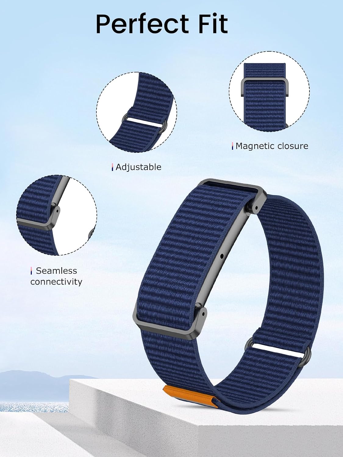 for Google Fitbit Air Nylon Band,Hook and Loop Strap Replacement,Breathable Sport Loop,Adjustable Woven Wristband for Fitbit Air Screenless Fitness Tracker,Non-Original
