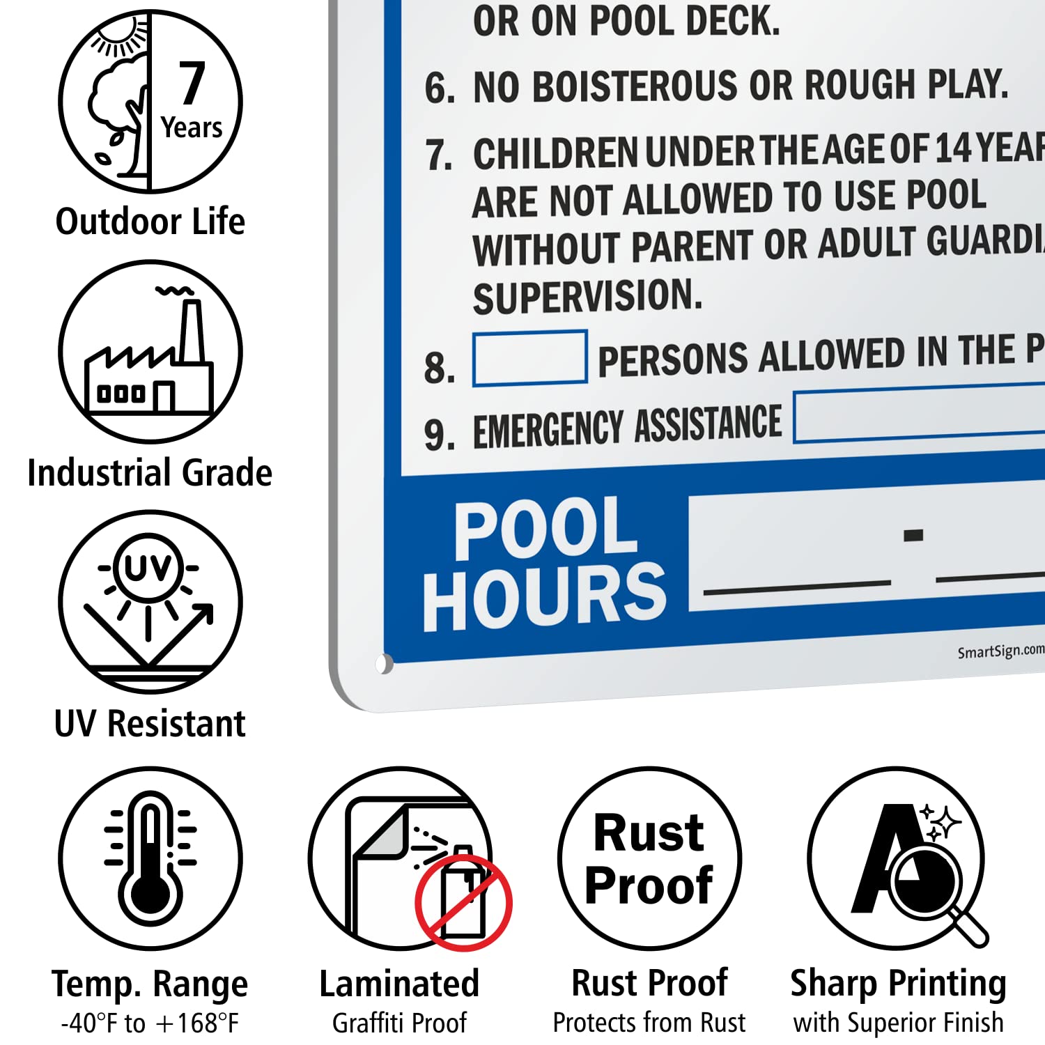 SmartSign Panneau « No Diving Pool », 25,4 X 35,6 Cm, Aluminium Laminé