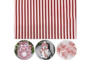 Star Striped Cotton Fabric 2 Yard Red and White Stripes Material for Sewing and Crafting