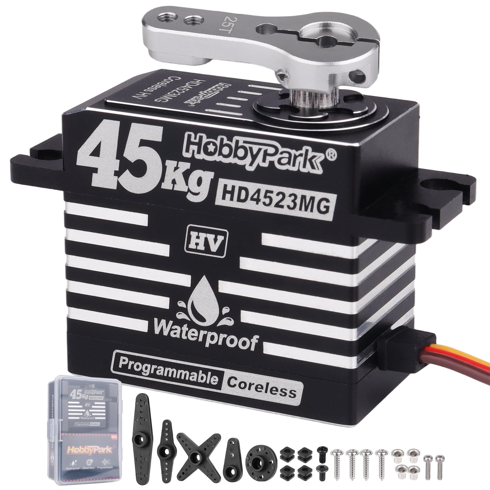 HobbyPark Waterproof RC Servo High Torque Coreless Motor Metal Gear Digital Servo Aluminum Case Parts for 1/8 1/10 RC Crawler SCX10 TRX4 RC Truck RC