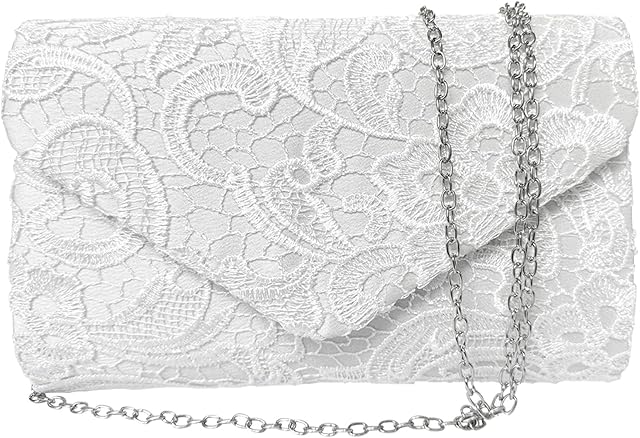 1 Piece Lace Bag, Multifunctional Clutch Bag, Envelope Shoulder Bag Messenger Bag, Detachable Shoulder Strap Bag, Lace Flower Bag, Suitable for Dinner Party, Reception, Wedding Banquet (White)