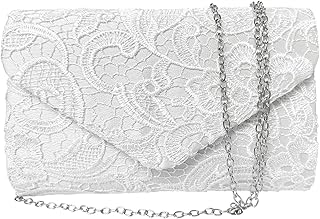 Bolsa de renda multifuncional com alça de ombro removível - envelope de flores para jantares e receções, branco