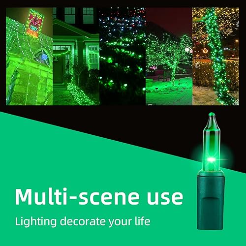 Miniatura 3 de Guirnalda de luces verdes de alambre verde de 19.6 pies, 100 luces incandescentes de Navidad
