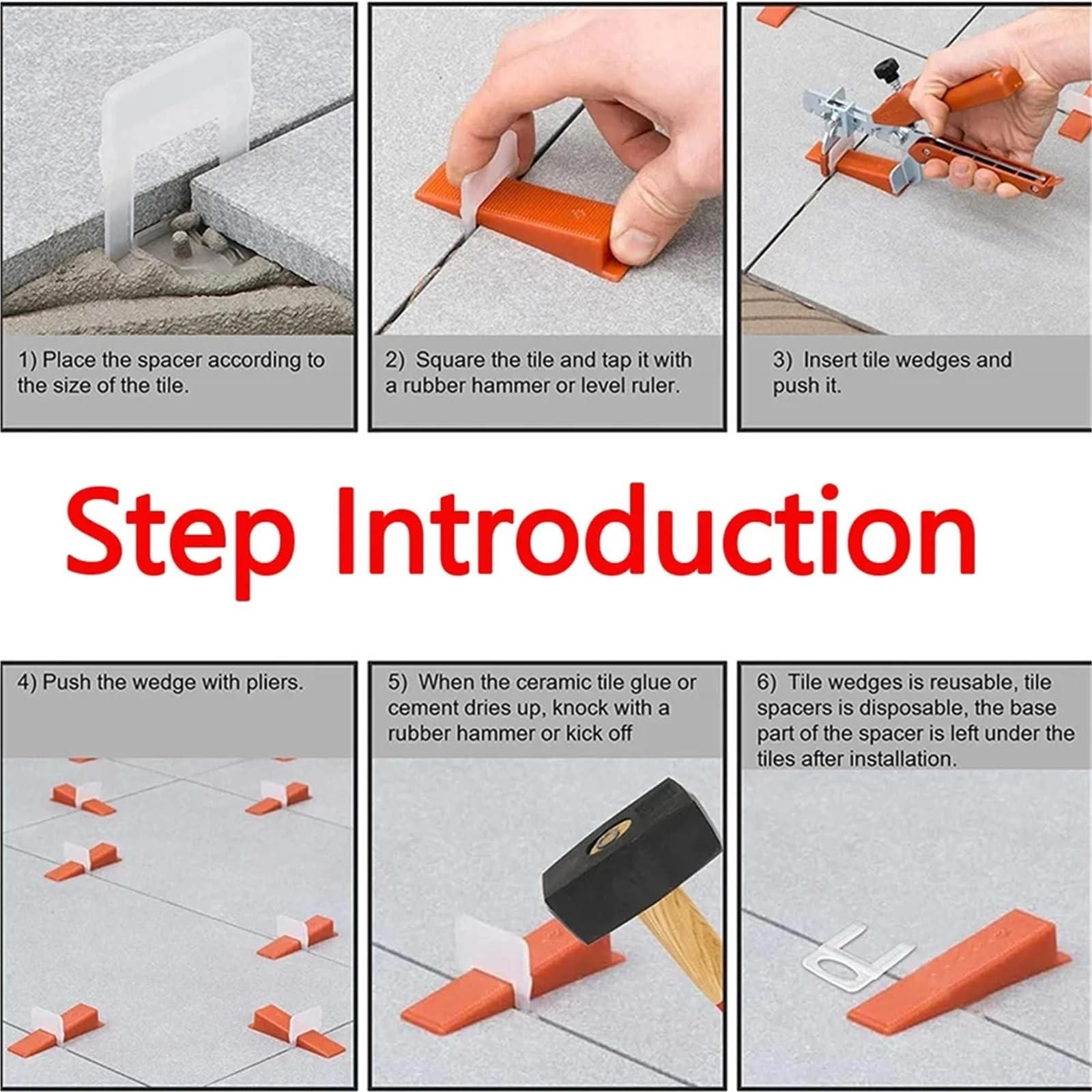 Systèmes de Nivellement Carrelage Système de nivellement de carrelage, 651 pièces, clips, entretoises, sangles, empileur de carrelage, pose de carrelage en céramique, outils de construction Pour Sol e