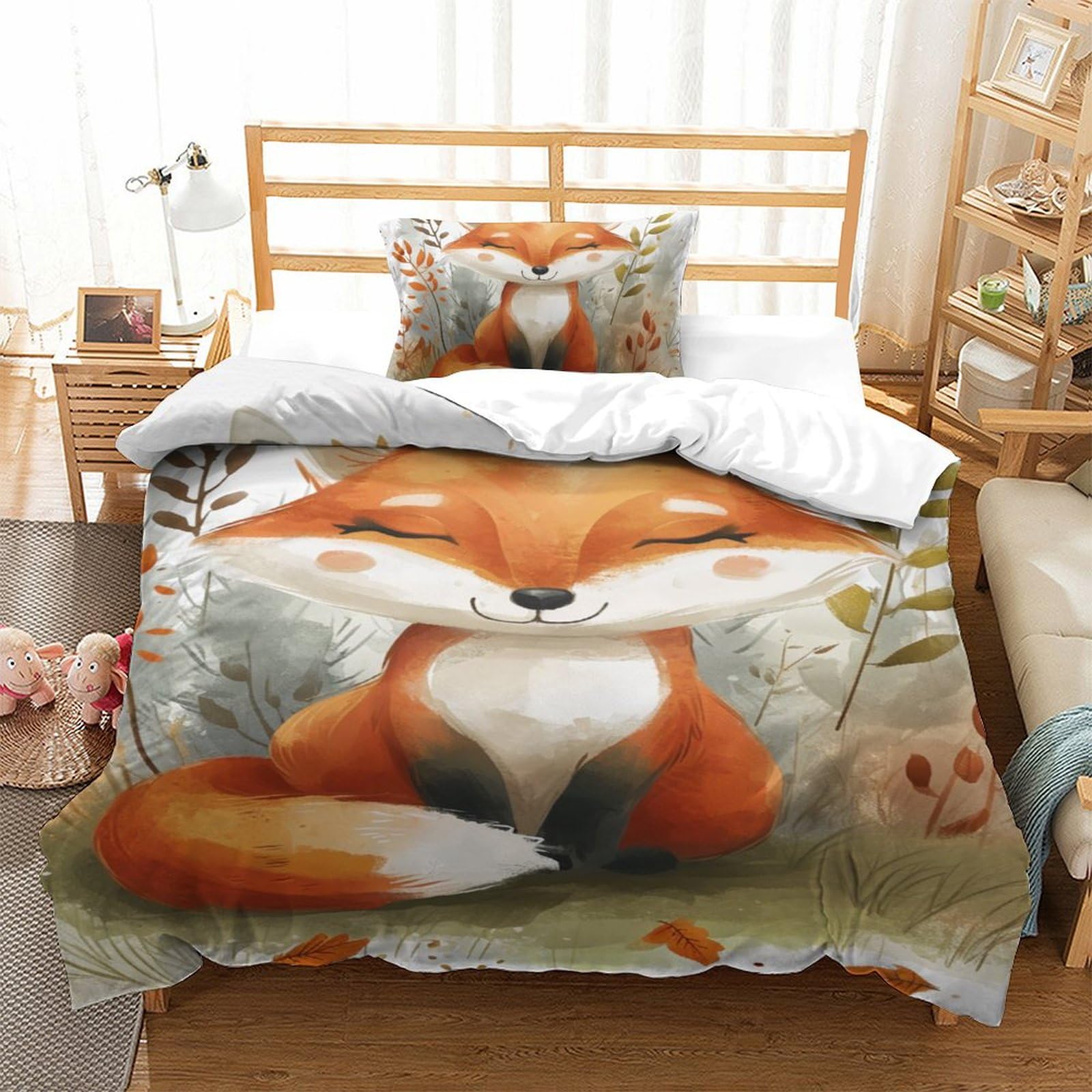 Parure de lit renard jungle 3D pour décorer une chambre d'enfant aventure et nature sauvage