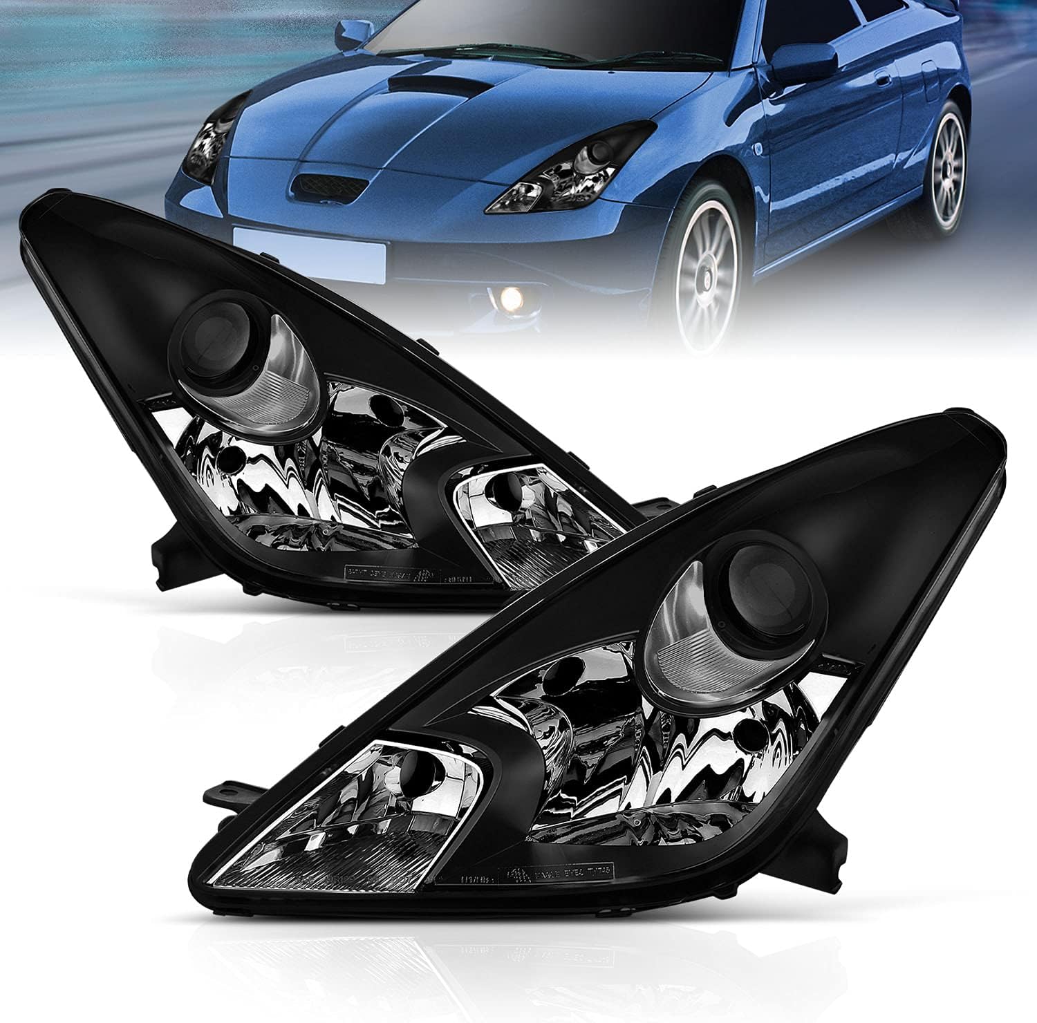 Amazon.com: AmeriLite Headlights Black for Toyota Celica - Passenger ...