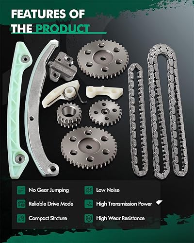 Miniatura 5 de SCITOO 9-0727s Juego de cadena de distribución del motor reemplaza para Ford Focus Transit Connect 2.0L