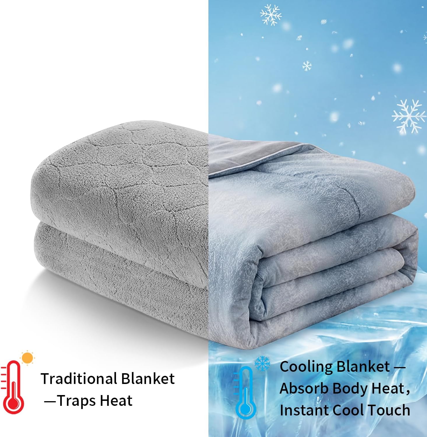 Cooling Comforter Blanket for Hot Sleepers, Double-Sided Cold Touch Summer Quilt, Ultra-Soft & Breathable Bedding for Night Sweats, Lightweight Comforter for Bedroom & Couch (1#, Full)