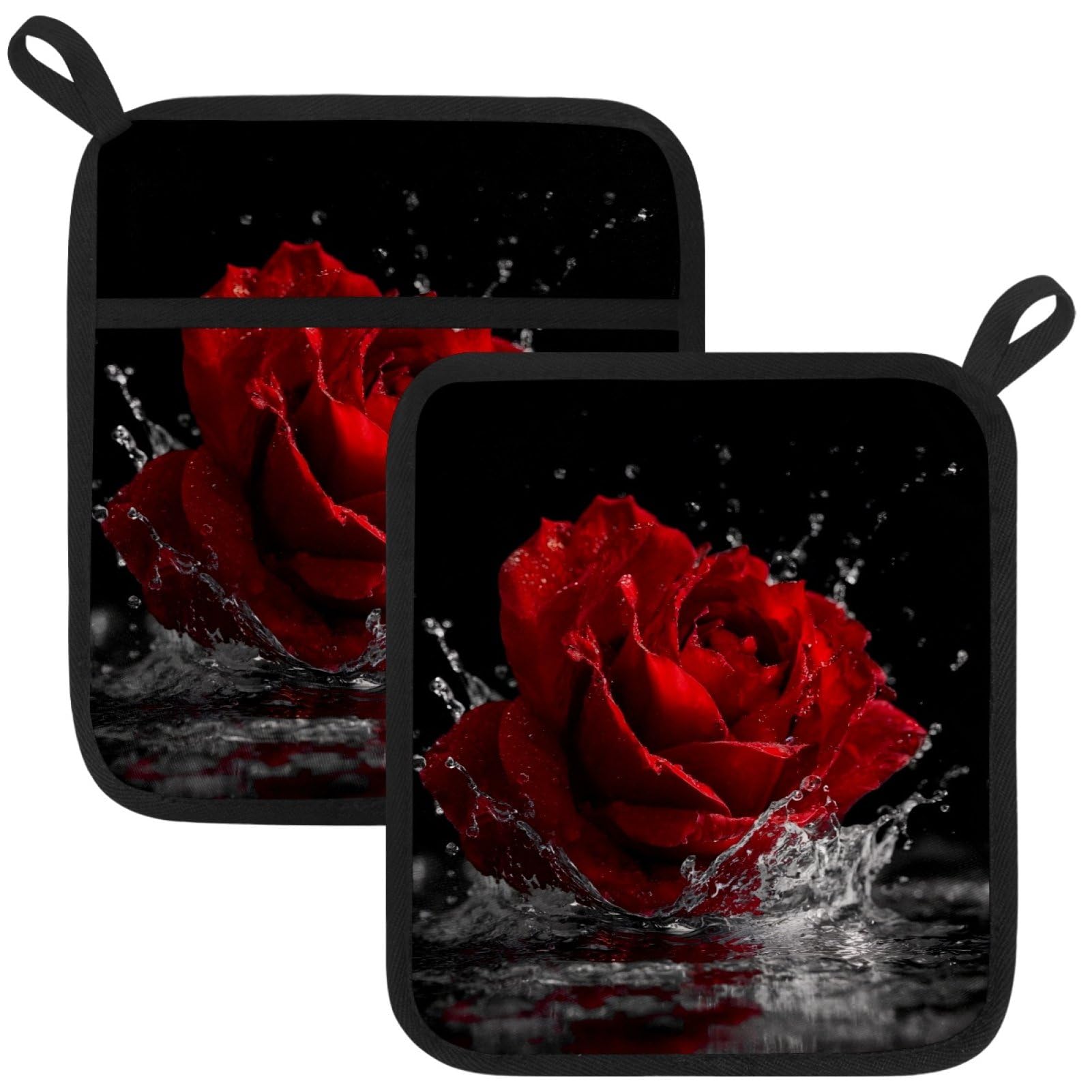 VAPOKF Rose Pot Holder, Heat Resistant Oven Cloths, Potholders & Oven Gloves, for Kitchen Cooking & Baking, Thick & Safe, Protection of Hands From Hot Utensils