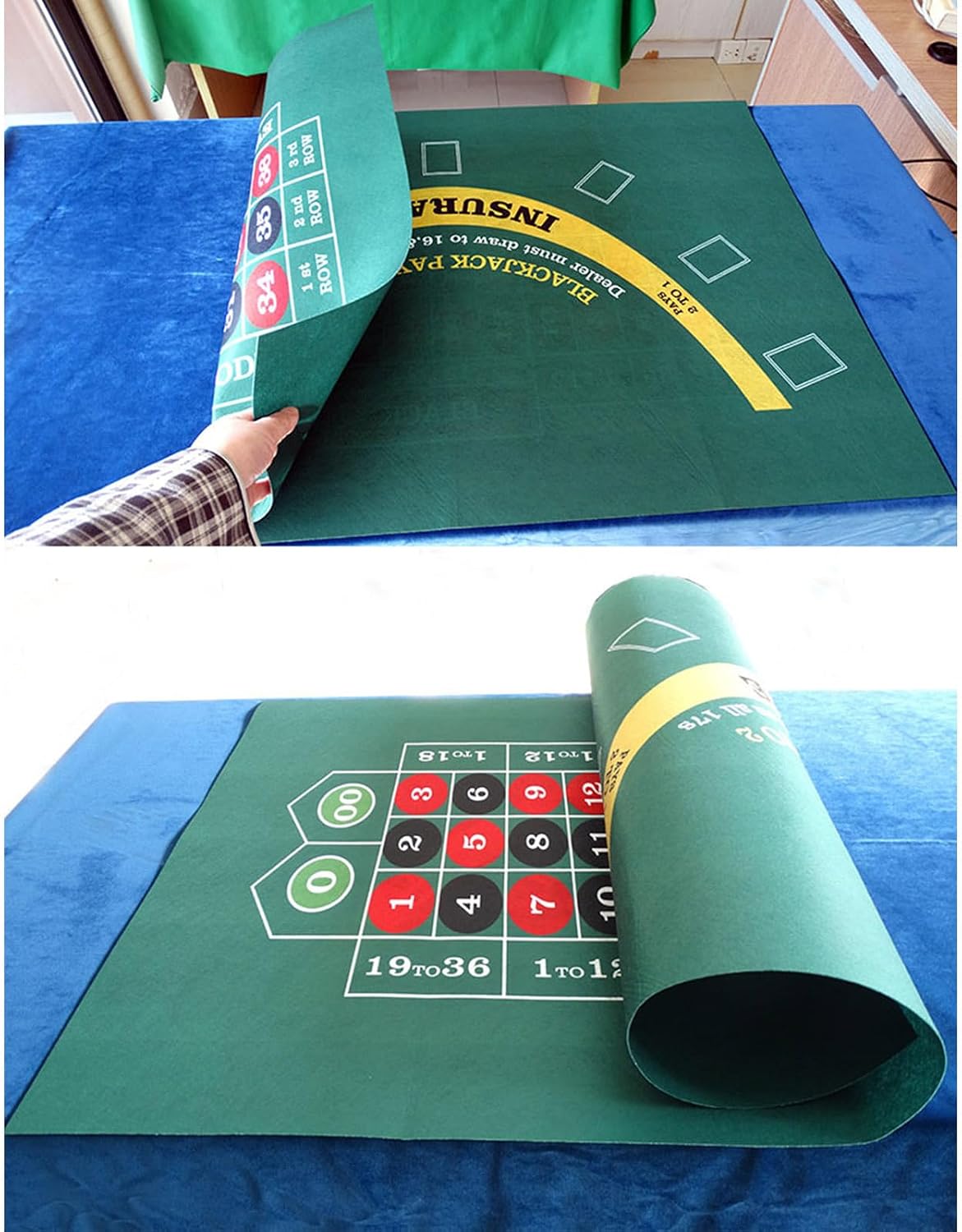 Poker Table Top Portable Folding Card Game Tabletop Layout Mat | Poker Felt Table Cover for Family Night Gathering Party Holiday