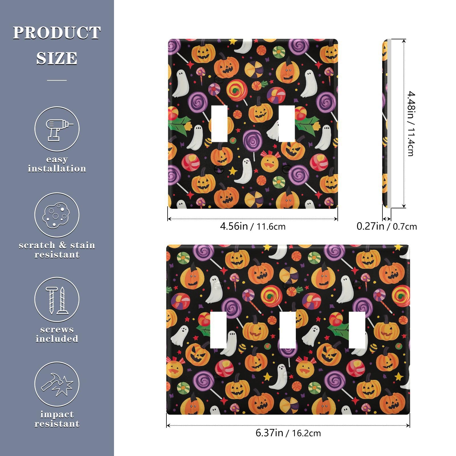 UMIRIKO Halloween Pumpkin Candy Light Switch Cover Plate Covers Decorative Double Toggle Home Decor 202b7046