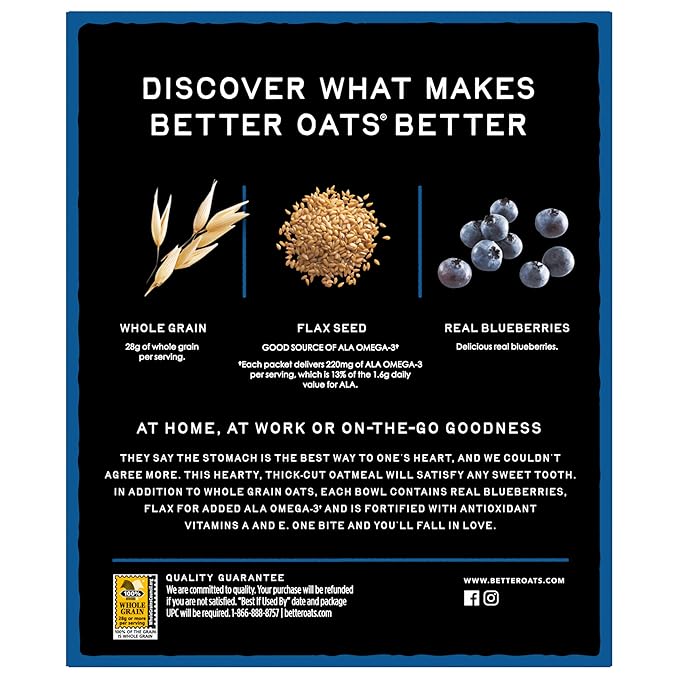 Avena Instantánea Better Oats Thick & Hearty, Sabor Blueberry Muffin, 15.1 oz miniatura 9