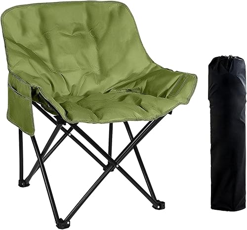 Silla de luna de respaldo alto acolchado de 3 capas para exteriores con algodón grueso, tela Oxford 600D, silla de camping plegable portátil con