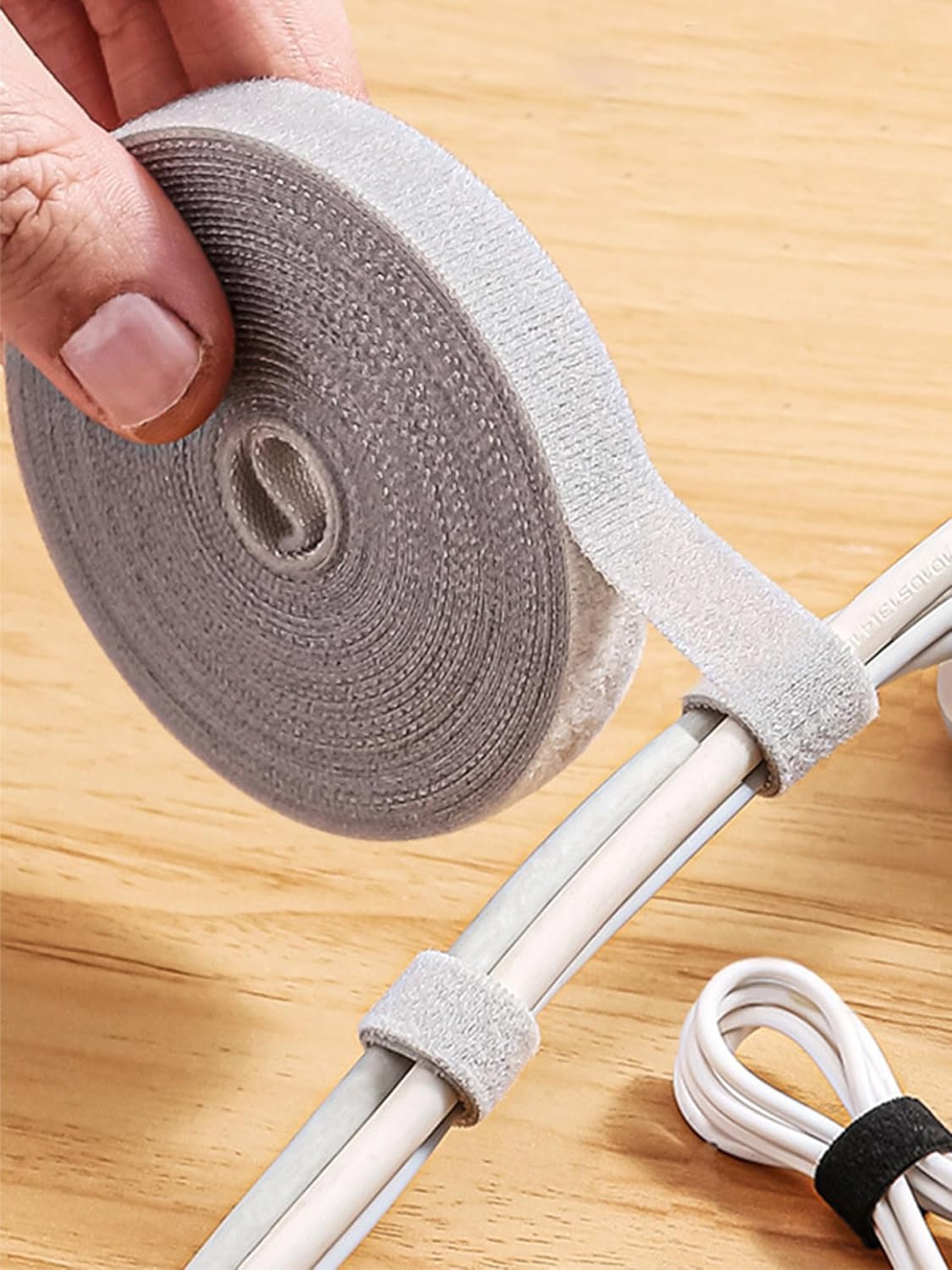 Hook and Loop Cable Ties 16 5FT 1 Roll - No Scissors Needed Hand Tearable Fastening Tape Adjustable