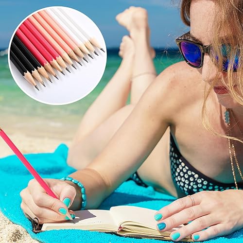 Miniatura 5 de TecUnite 120 lápices HB sin afilar con borrador, lápices hexagonales de madera para niños y adultos, lápices de grafito para exámenes, escuela,