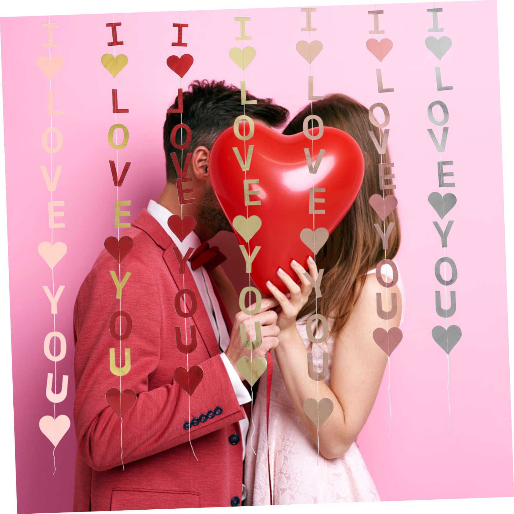 MAGICLULU 4 Sätze Dekorative Gegenstände Willkommen Zuhause Frohe Weihnachten Ammer Hängendes Herz Hochzeitsdeko Wandverkleidung Ich Liebe Dich Banner Hochzeitsbanner Papier 7 Stück * 4