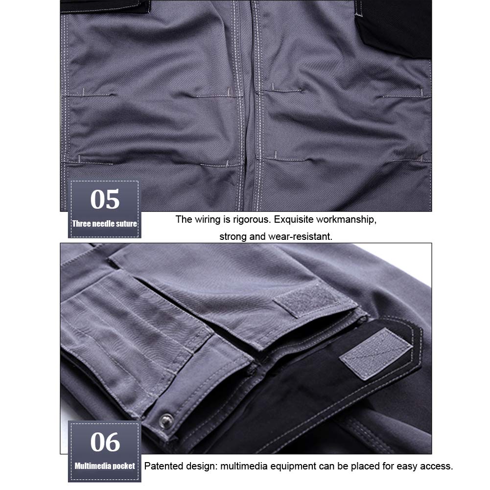 Chaqueta De Trabajo, Ropa De Trabajo para Hombre, Tira Reflectante Anti-Quemaduras Resistente A Las Manchas Soldador, Electricista, Jardín, Fábrica, Construcción, Reparación De Automóviles,B,L