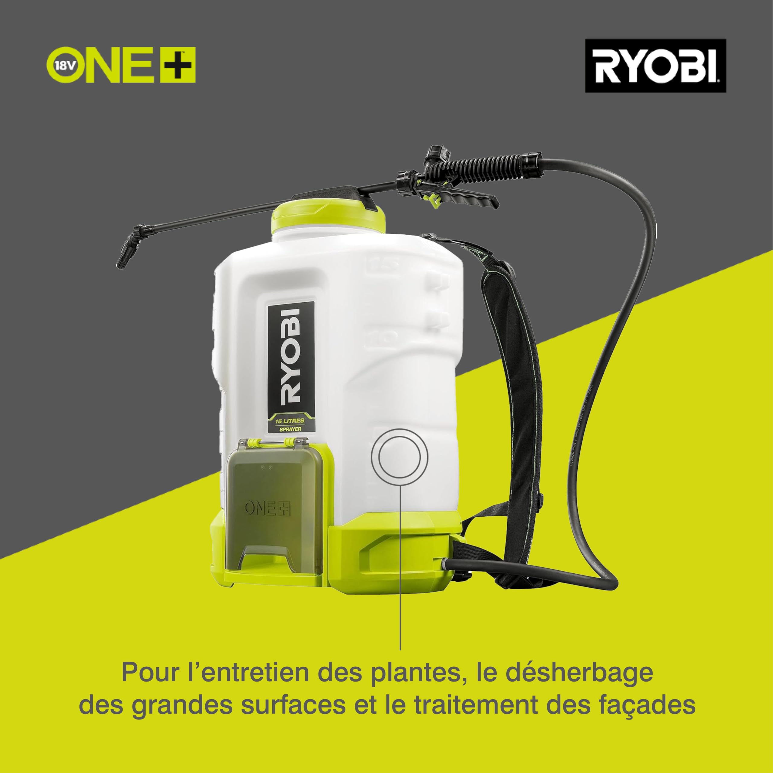 Pulvérisateur à dos 18V 6,2 bars 15 L sans batterie ni chargeur