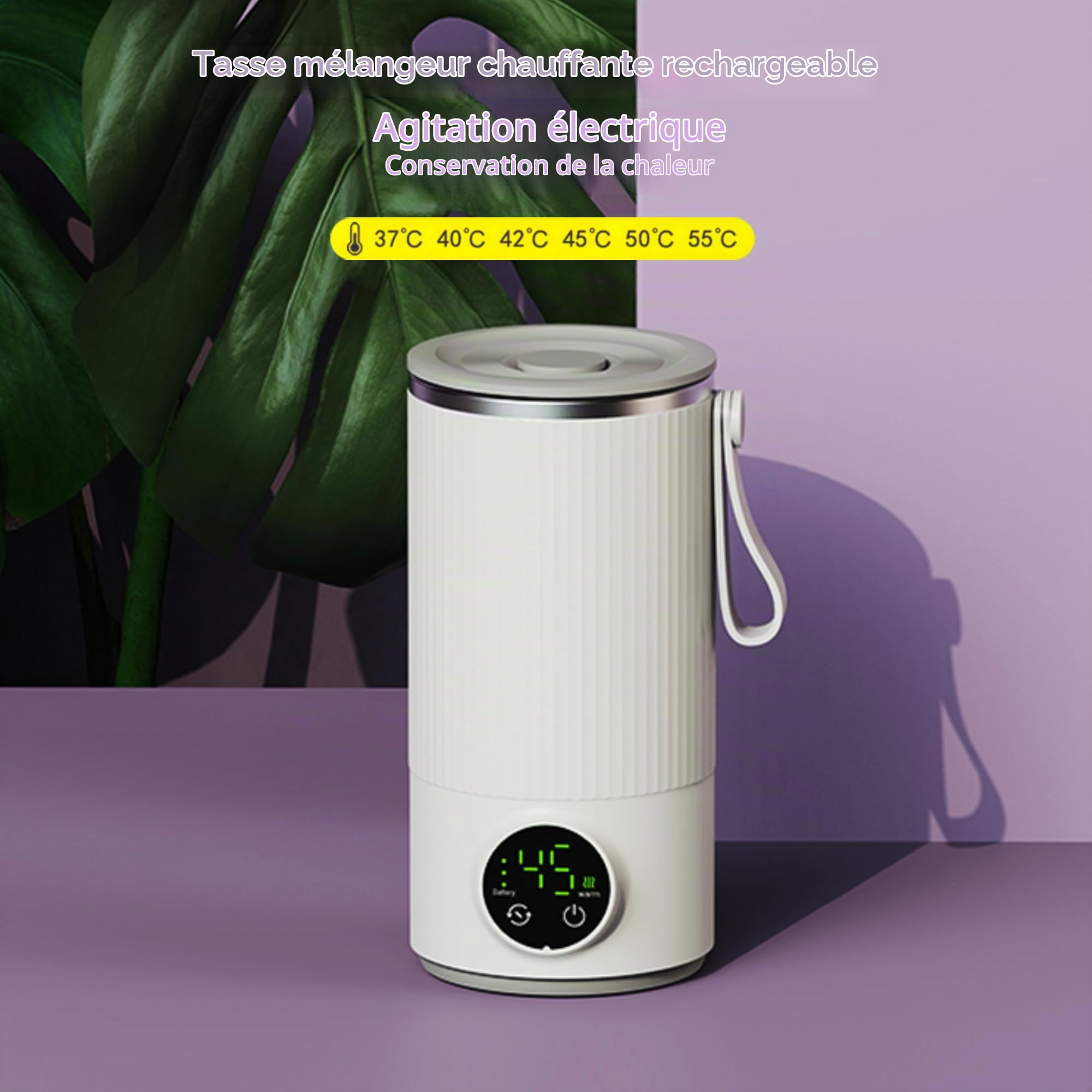 Bewinner Bouilloire électrique de Voyage 400 Ml – Mini Bouilloire Portable, Mini Bouilloire sans Fil 6000 MAh Rechargeable avec 4 Vitesses, Chaudière à Eau Chaude de Voyage en Acier
