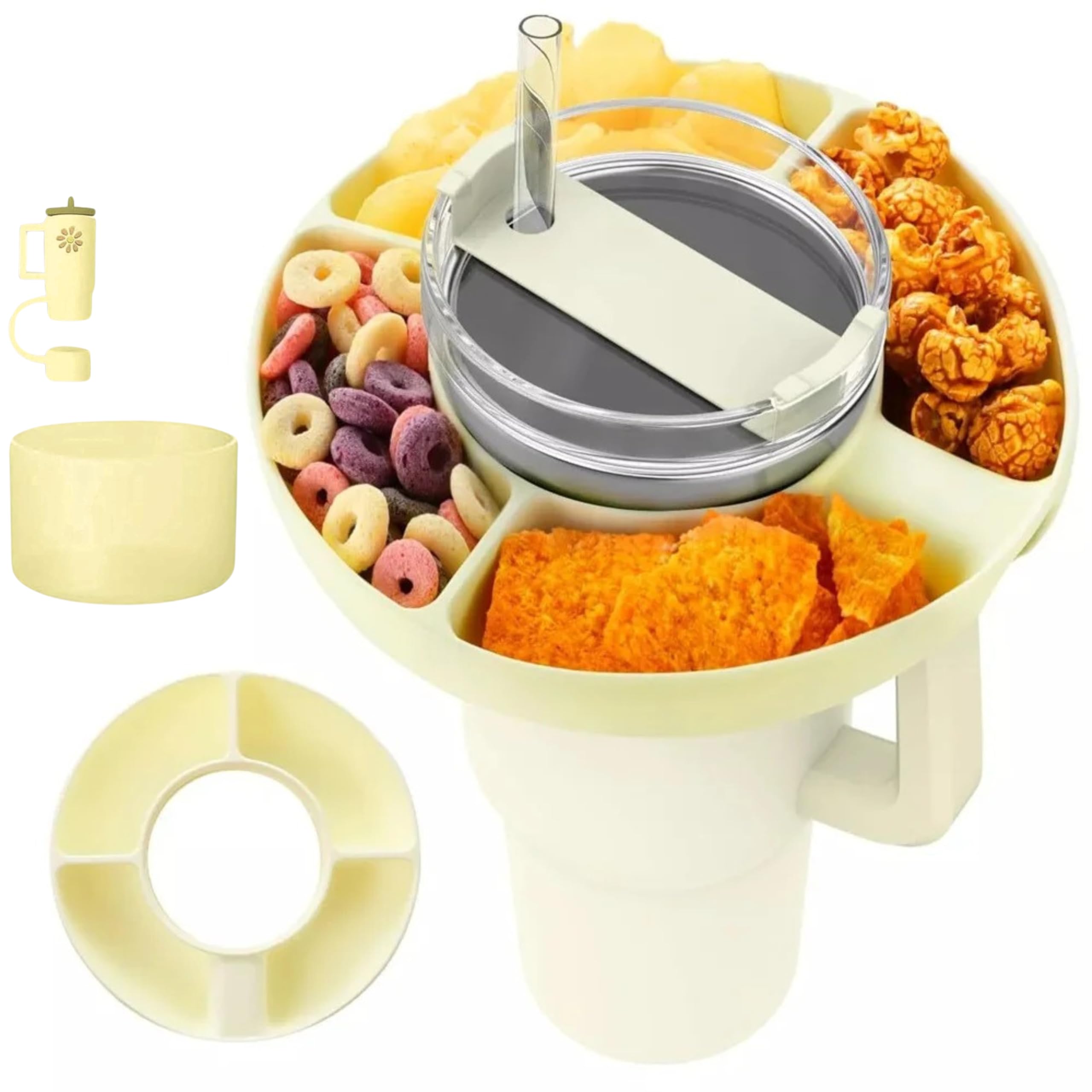 Tuilful Snack Tray for Stanley Cup 40oz, Cream, 20 cm x 20 cm