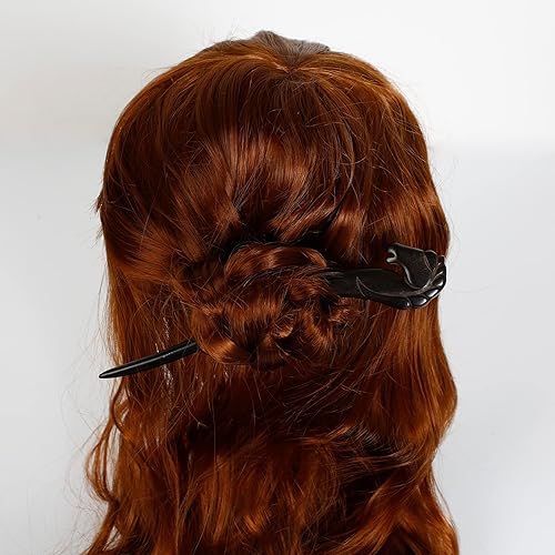 Miniatura 9 de REAL SIC Palillos de madera natural para mujer, horquilla de pelo de animal, estilo bohemio, sostenible, retro, bohemio, para cabello largo