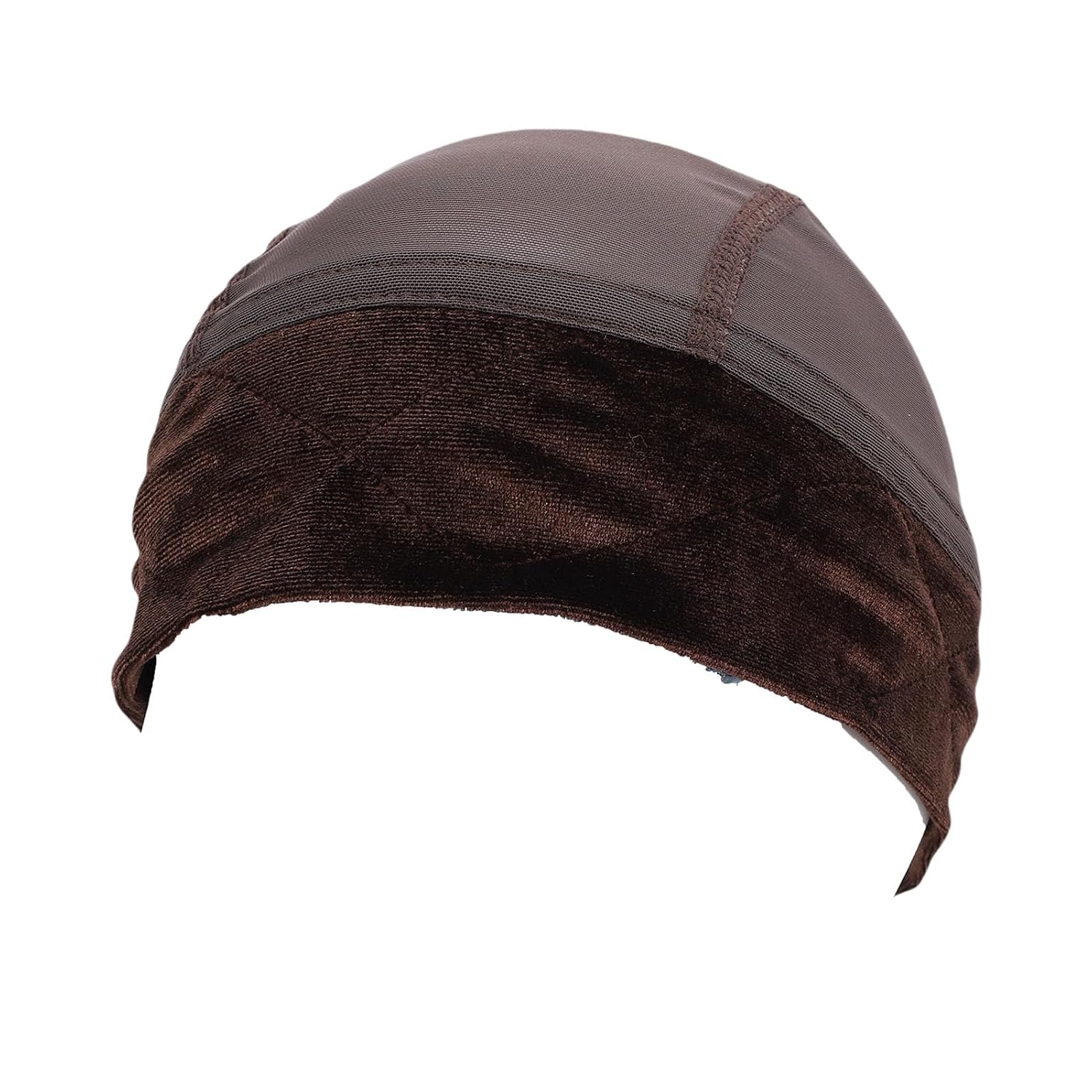 Wig Grip Cap, Wide Non Slip Band Breathable Mesh Cap with Adjustable Touch Fastener, for Full Lace Wigs Daily Wear Chemotherapy Thinning Hair (Brown)