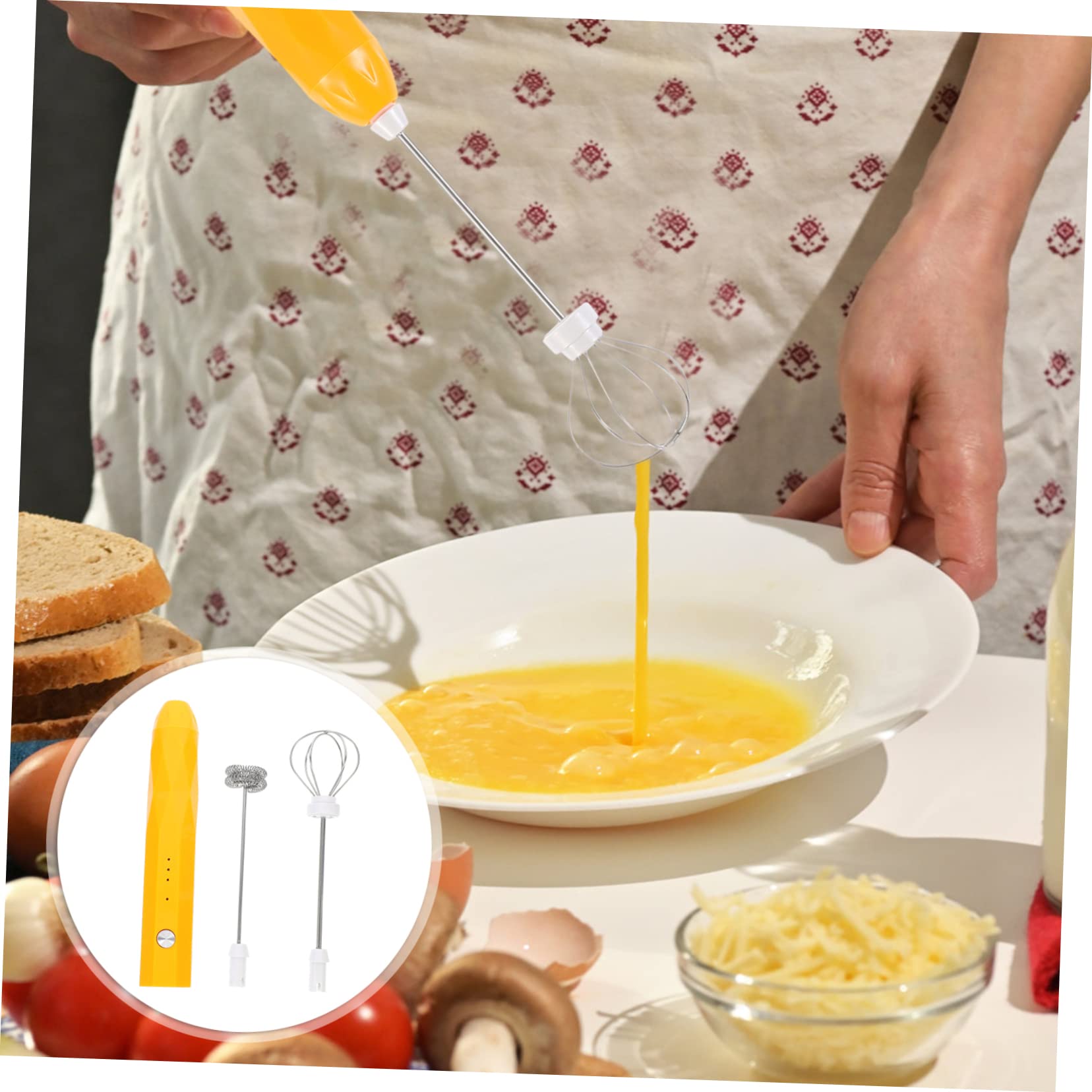 Batidor Eléctrico Portátil para Leche y Huevos Cabezal de Acero Inoxidable, Fácil de Transportar, Adecuado para Uso en Casa y Picnics al Aire Libre