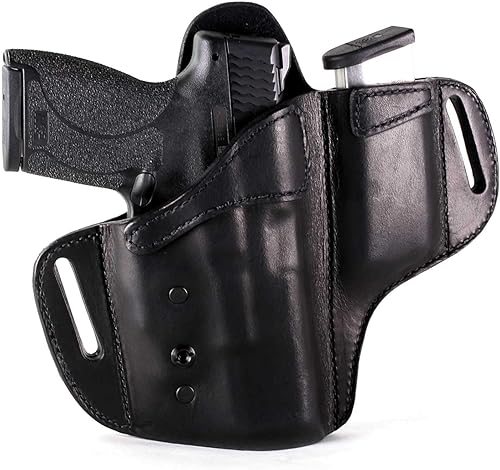 Urban Carry LockLeather OWB con combo de revista, híbrido premium, transporte ocultoabierto, clip de retención integrado, diseño de cargador