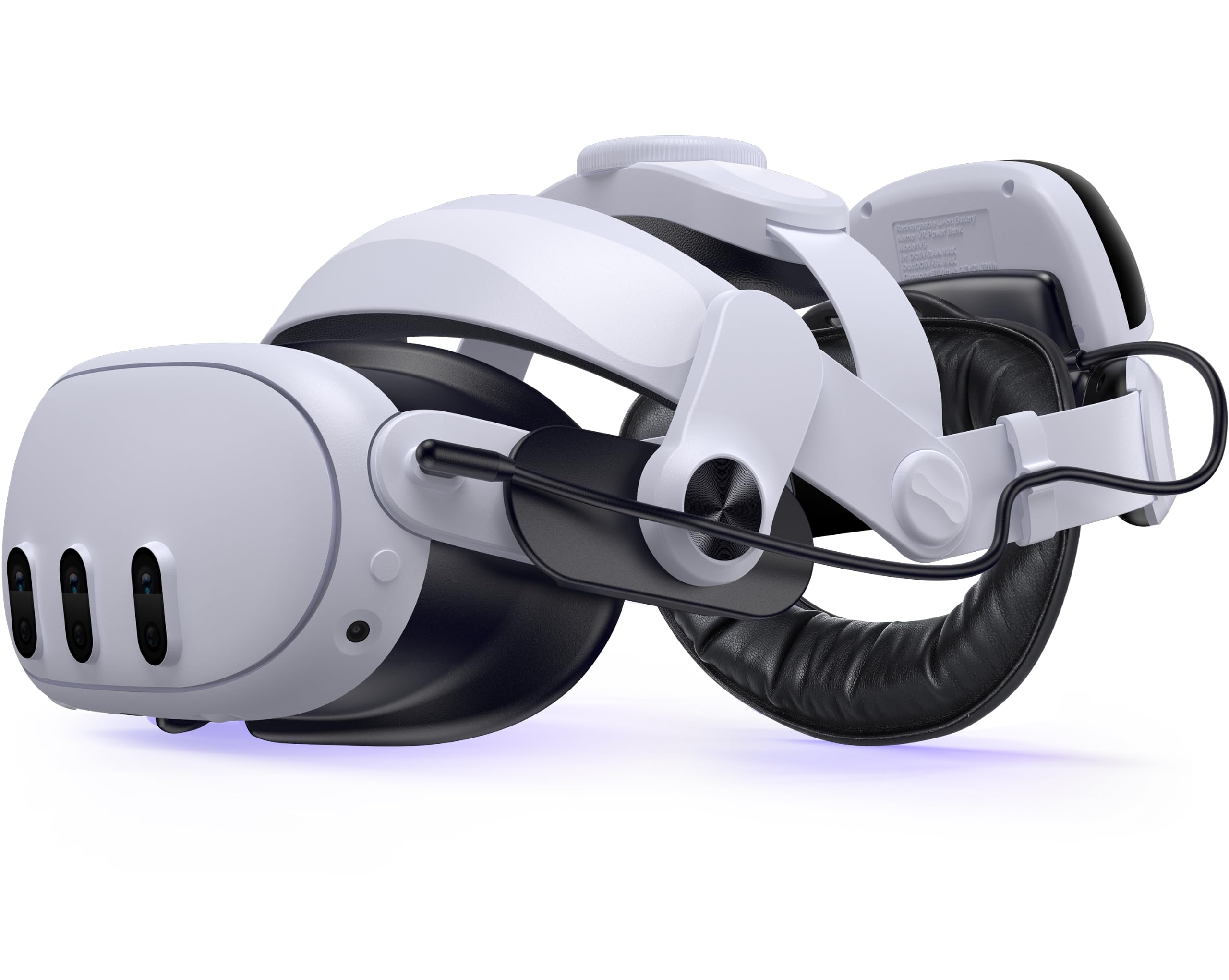 Cinghia per la testa con cavi magnetici per batteria da 10000 mAh per Meta Quest 3S/3/2, cinghia regolabile per la testa per cinghia Elite, cinghia leggera per cuffie VR con supporto migliorato